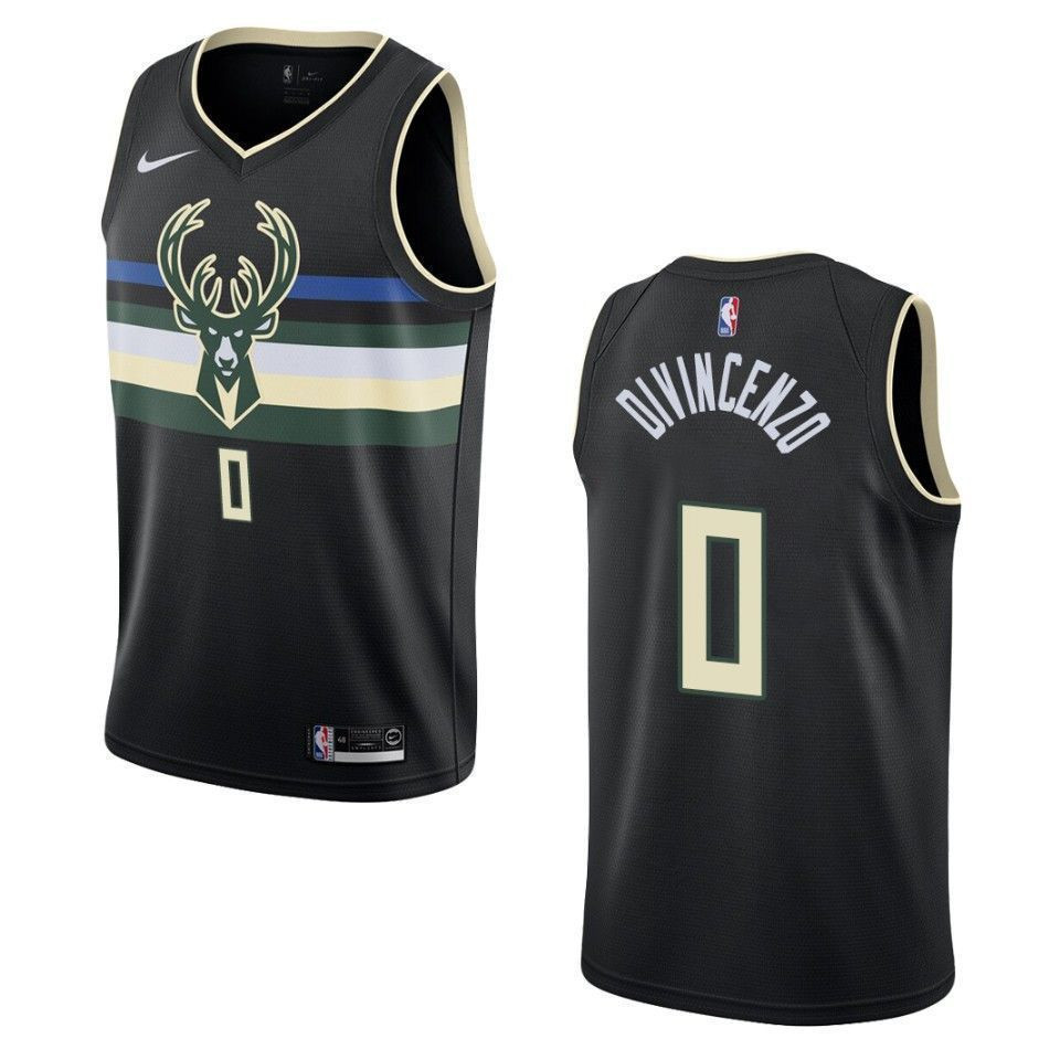 Men's Milwaukee Bucks 0 Donte Divincenzo Statement Swingman Basketball Jersey - Black - JS836 