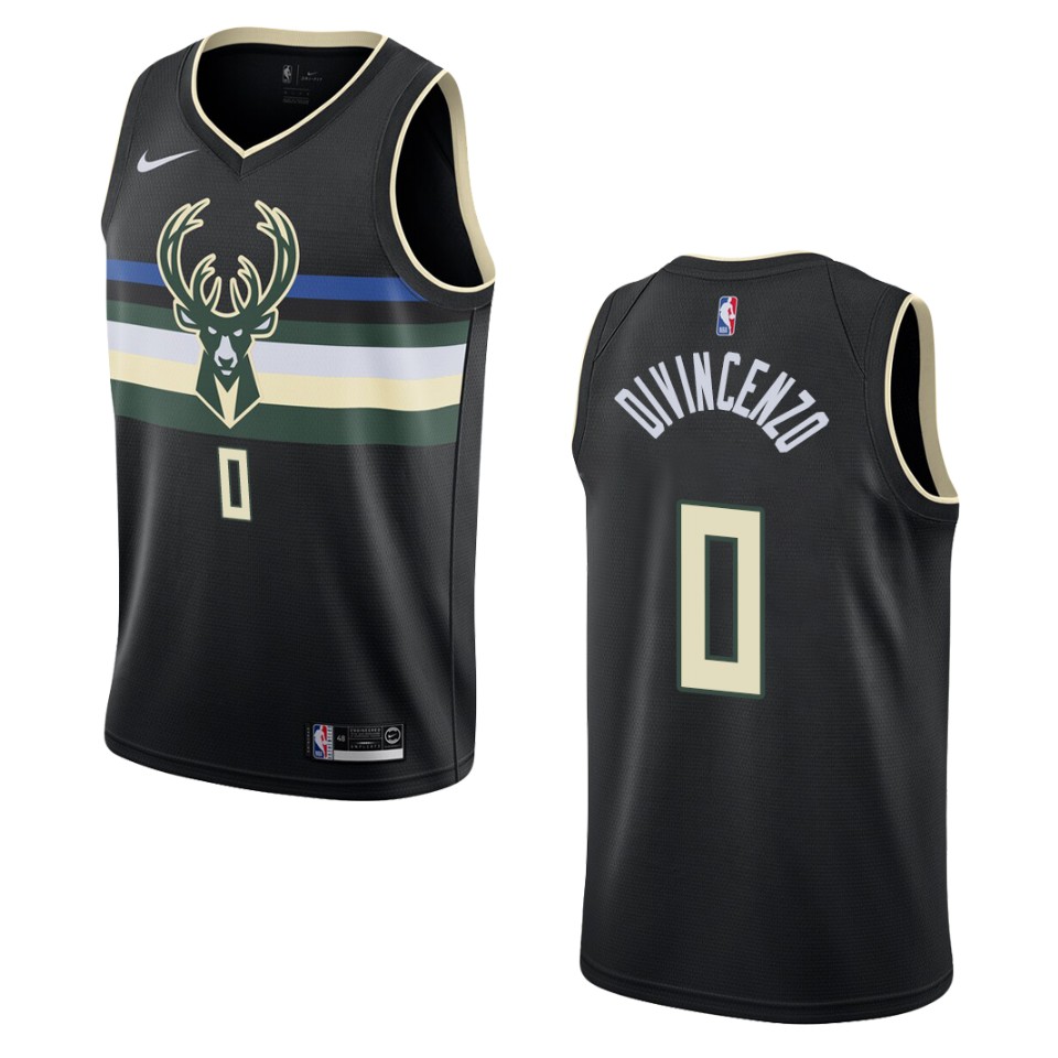 Men's Milwaukee Bucks #0 Donte Divincenzo Statement Swingman Basketball Jersey - Black