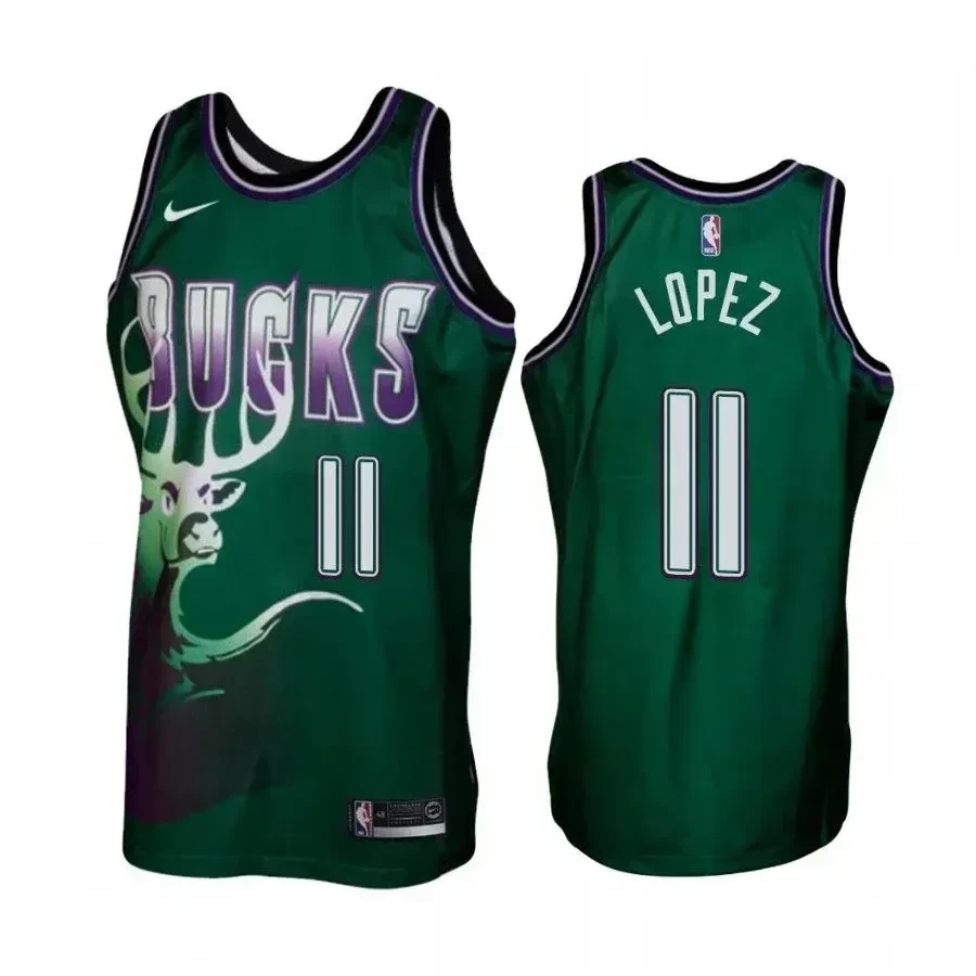 Men's Milwaukee Bucks 11 Brook Lopez Green Hardwood Classics Basketball Jersey - JS497 