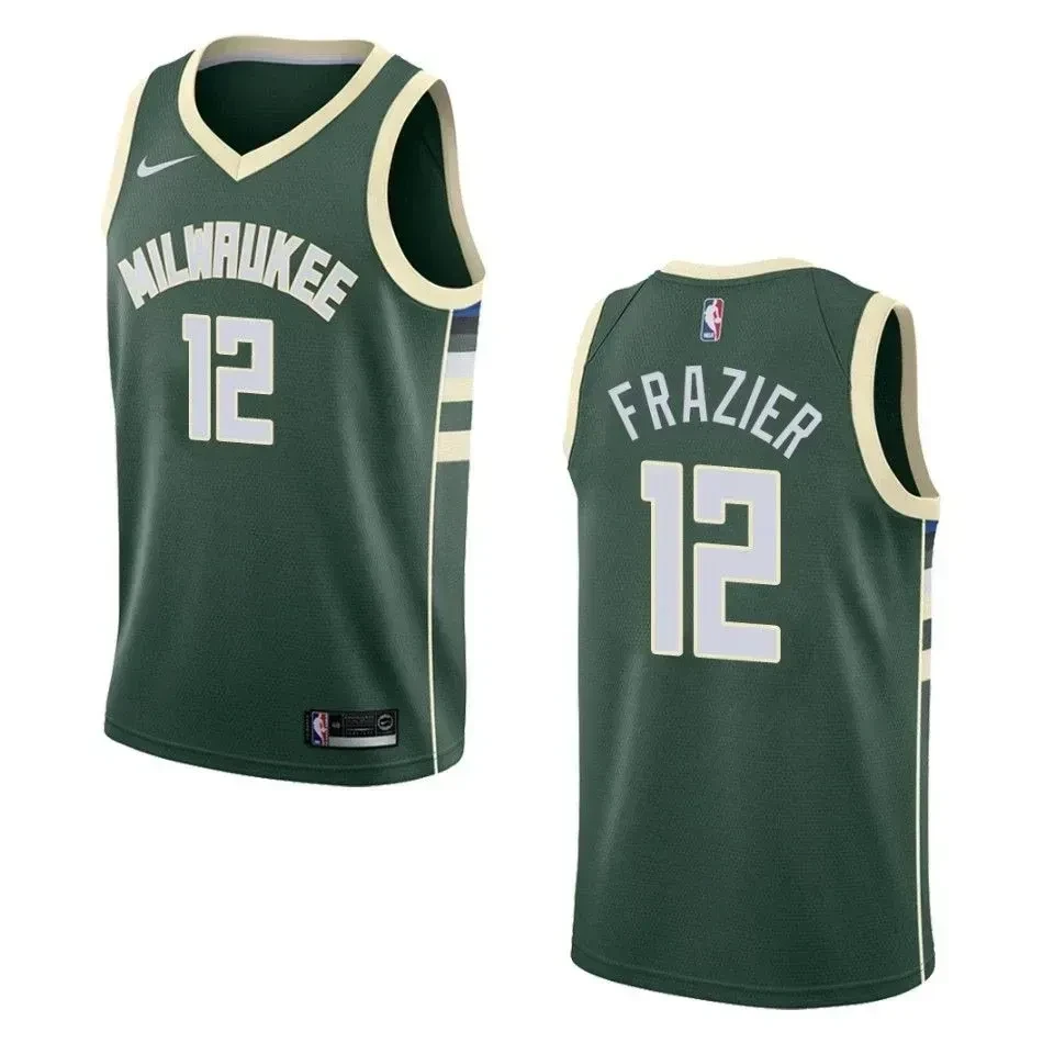 Men's Milwaukee Bucks 12 Tim Frazier Icon Swingman Basketball Jersey - Green - JS990 