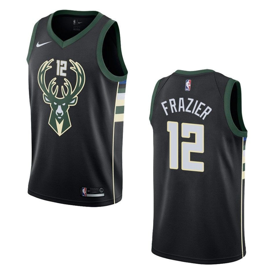 Men's Milwaukee Bucks 12 Tim Frazier Statement Swingman Basketball Jersey - Black - JS992 