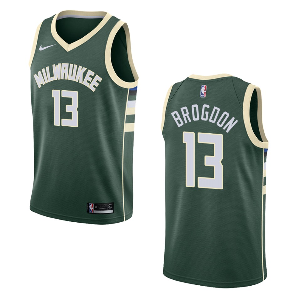 Men's Milwaukee Bucks #13 Malcolm Brogdon Icon Swingman Basketball Jersey - Green