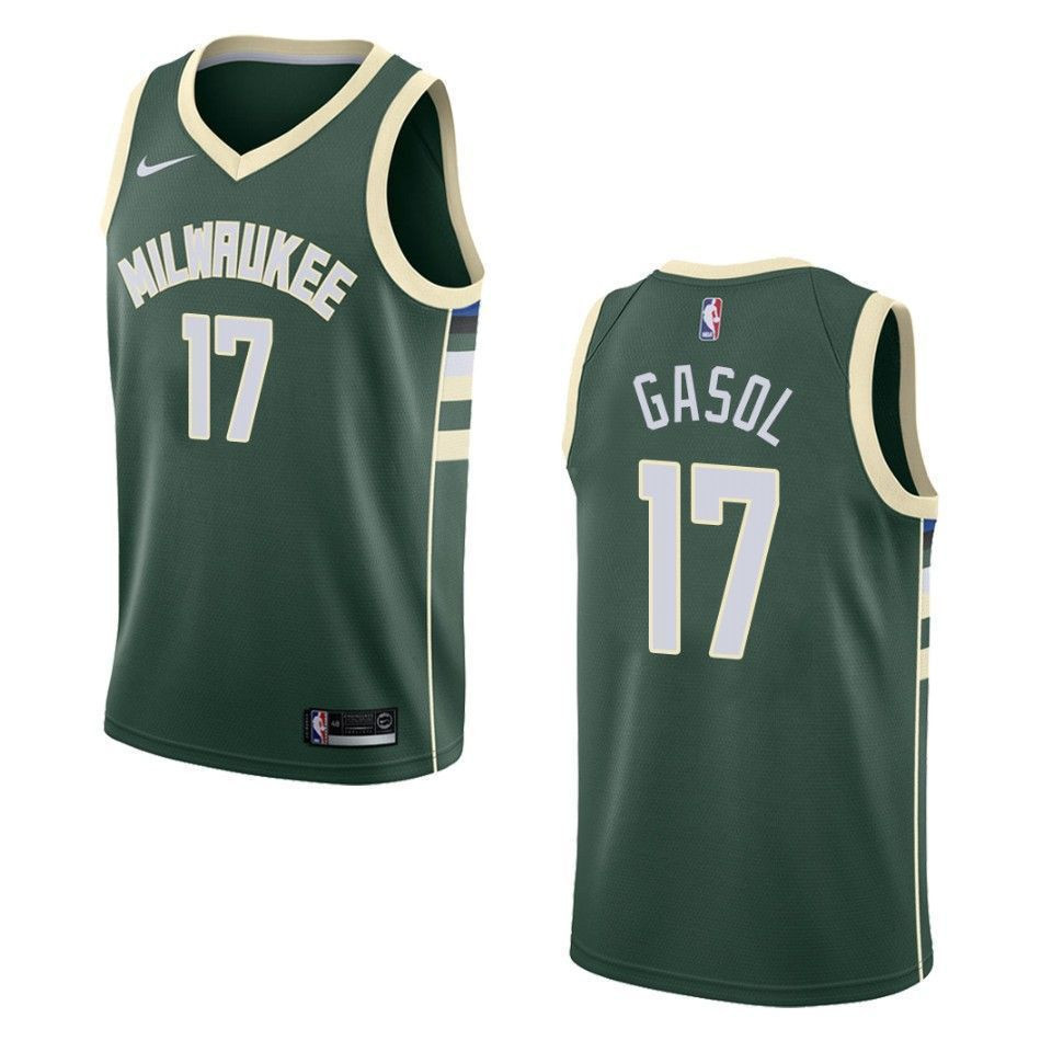 Men's Milwaukee Bucks 17 Pau Gasol Icon Swingman Basketball Jersey - Green - JS837 