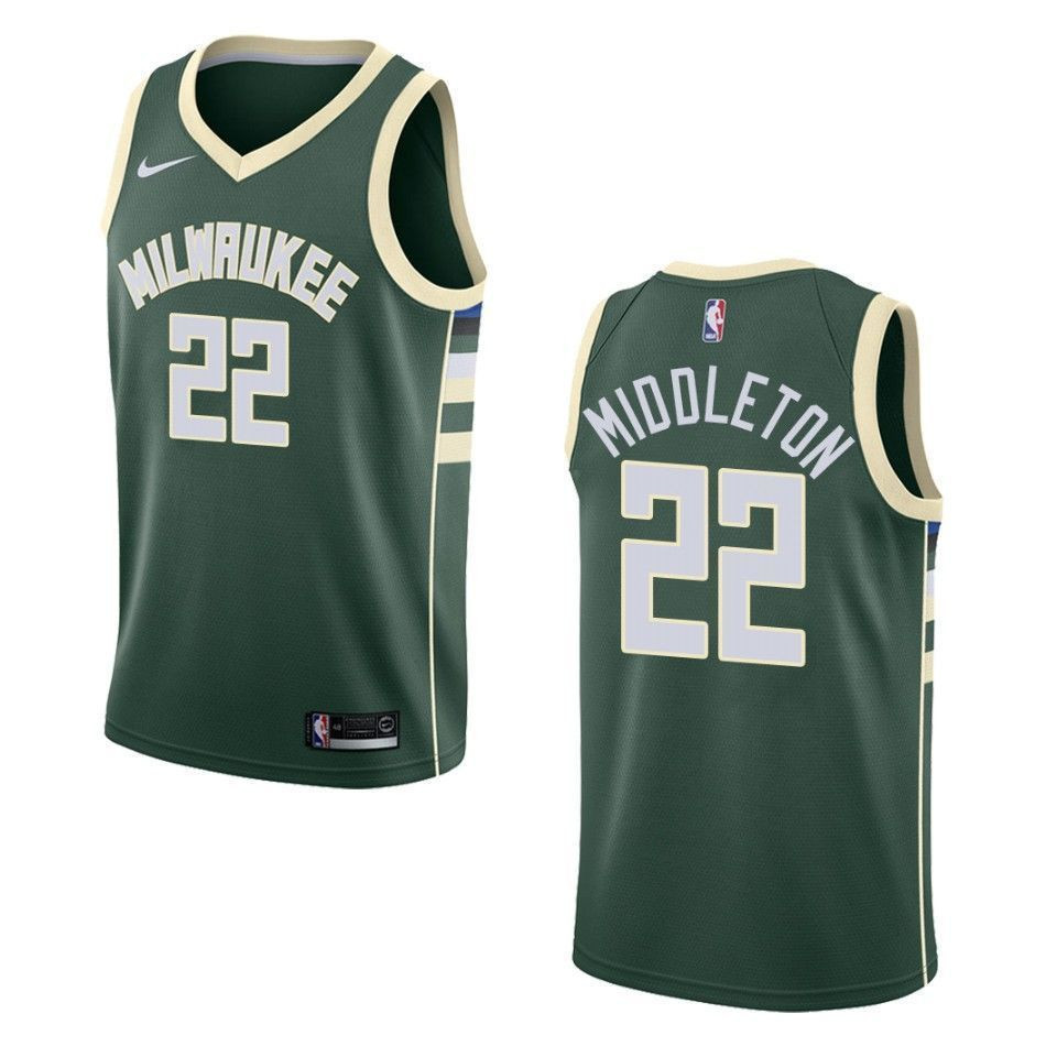 Men's Milwaukee Bucks 22 Khris Middleton Icon Swingman Basketball Jersey - Green - JS757 