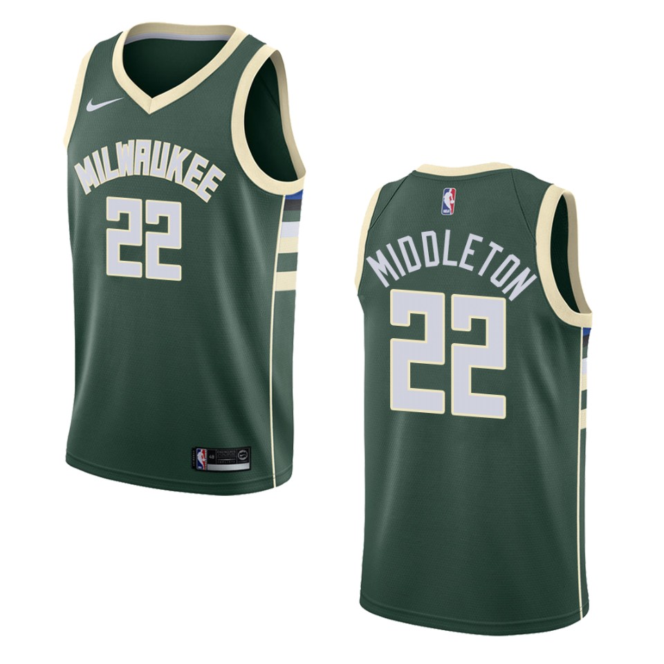Men's Milwaukee Bucks #22 Khris Middleton Icon Swingman Basketball Jersey - Green