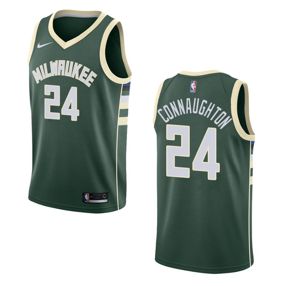 Men's Milwaukee Bucks 24 Pat Connaughton Icon Swingman Basketball Jersey - Green - JS260 