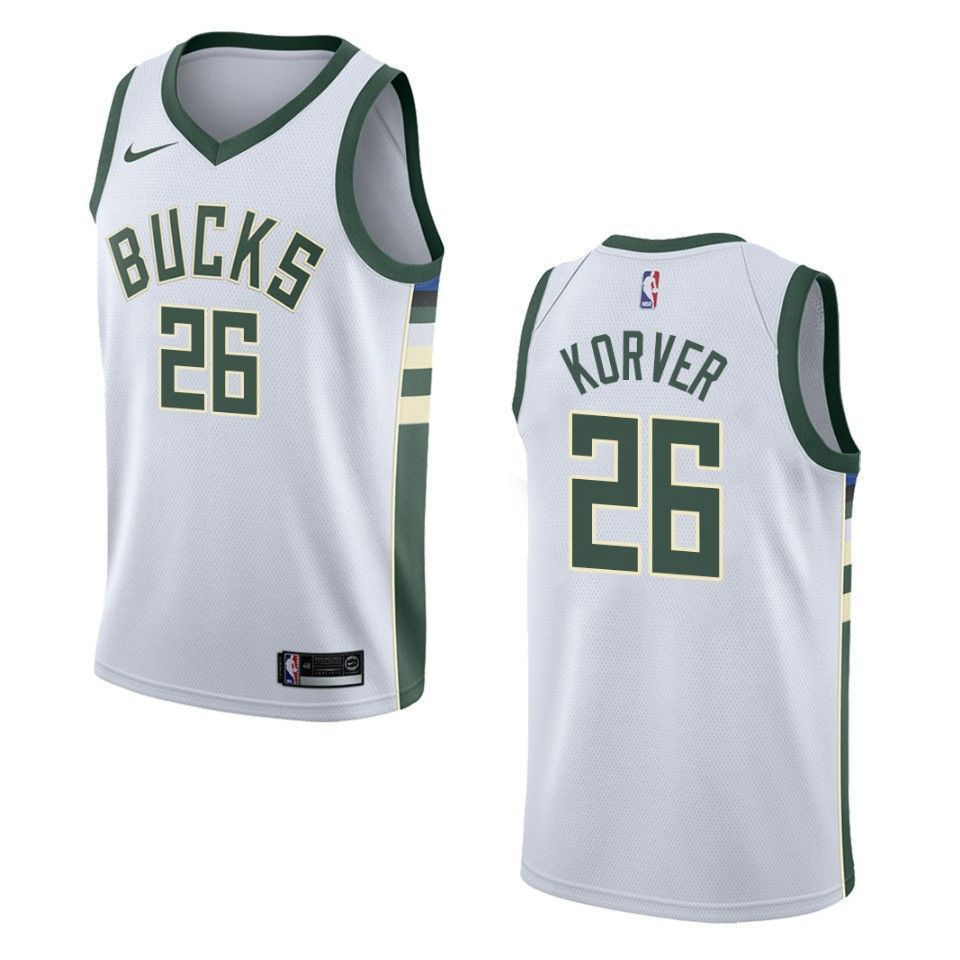 Men's Milwaukee Bucks 26 Kyle Korver Association Swingman Basketball Jersey - White - JS316 