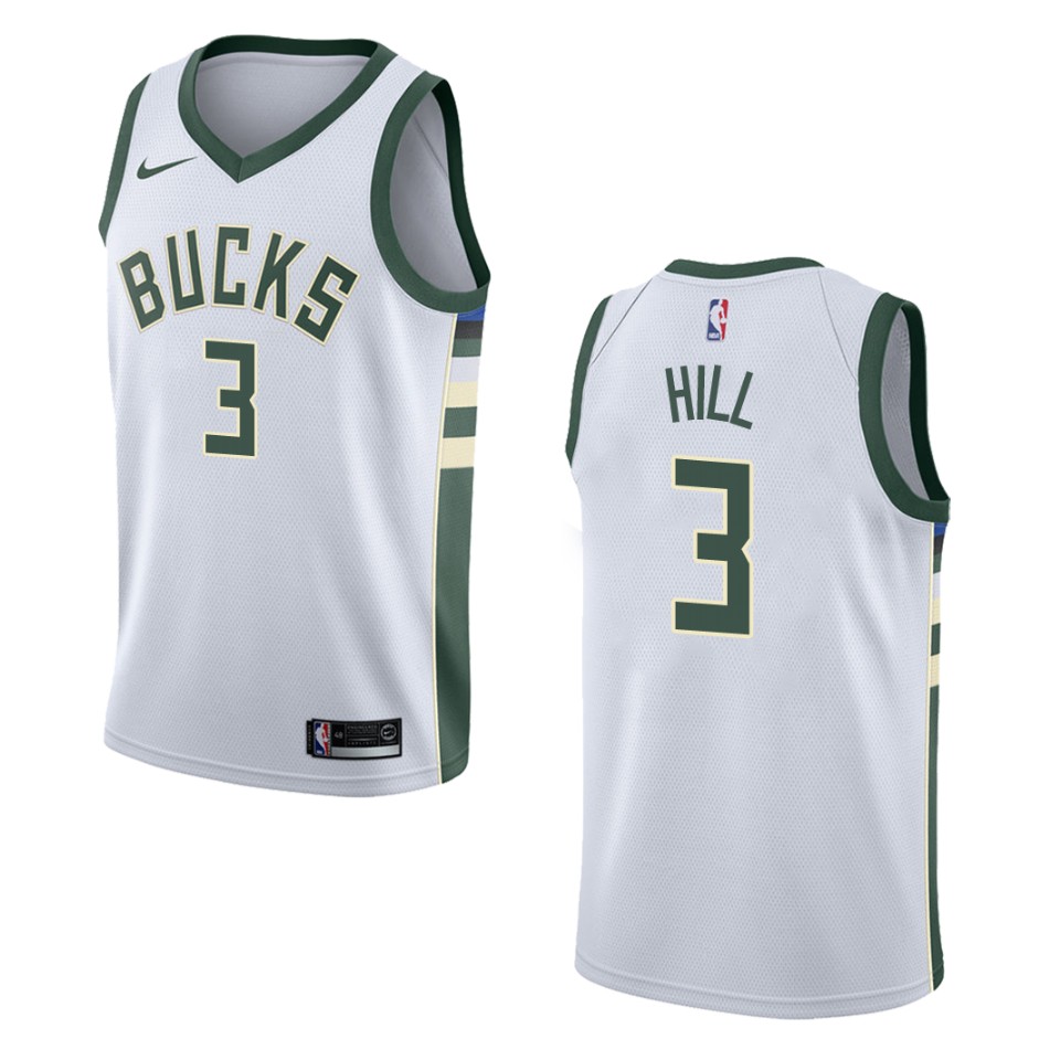 Men's Milwaukee Bucks #3 George Hill Association Swingman Basketball Jersey - White