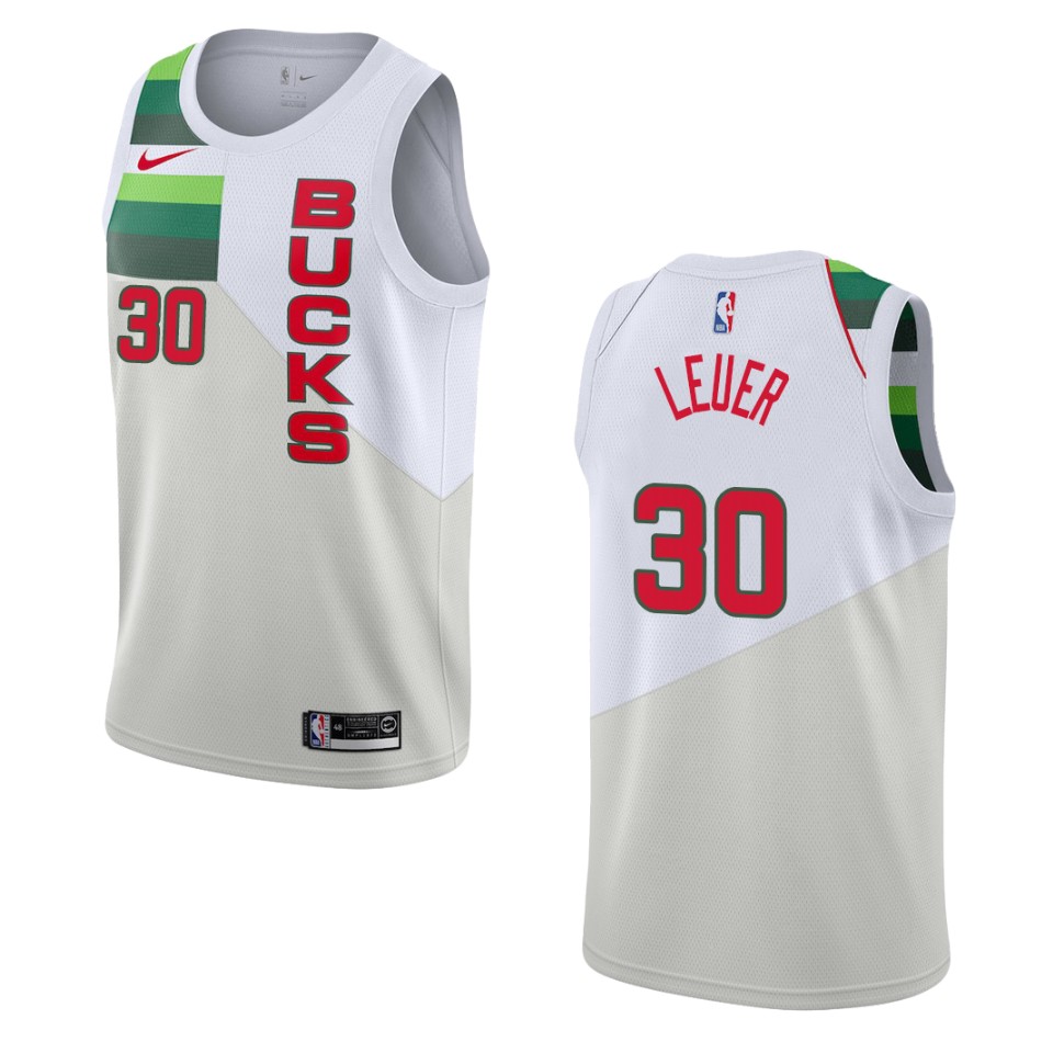 Men's Milwaukee Bucks #30 Jon Leuer Earned Swingman Basketball Jersey - White