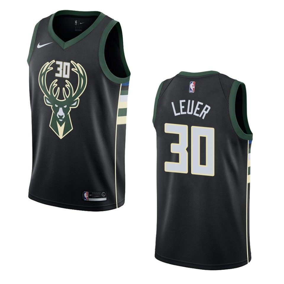 Men's Milwaukee Bucks 30 Jon Leuer Statement Swingman Basketball Jersey - Black - JS835 