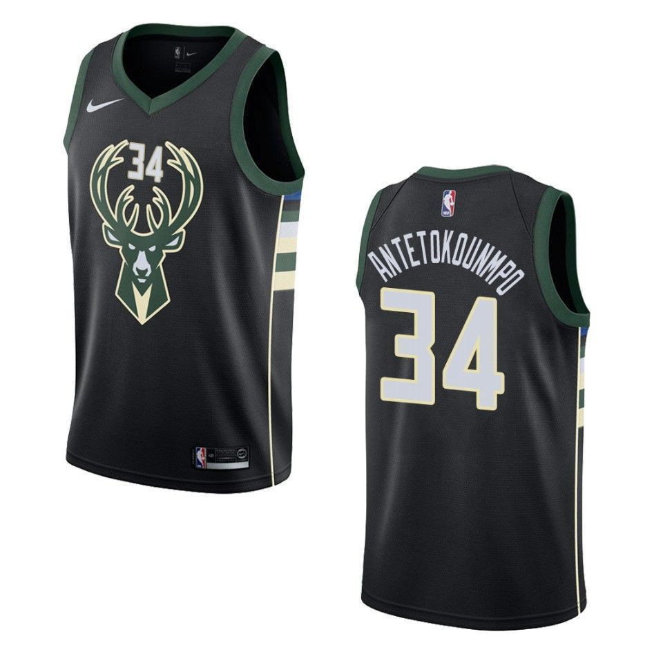 Men's Milwaukee Bucks 34 Giannis Antetokounmpo Statement Swingman Basketball Jersey - Black - JS801 