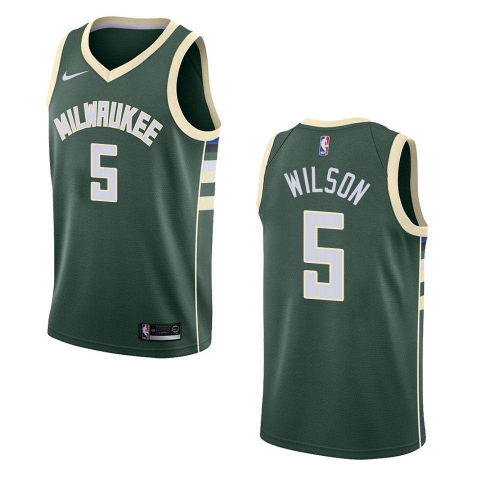 Men's Milwaukee Bucks #5 D.j. Wilson Icon Swingman Basketball Jersey - Green