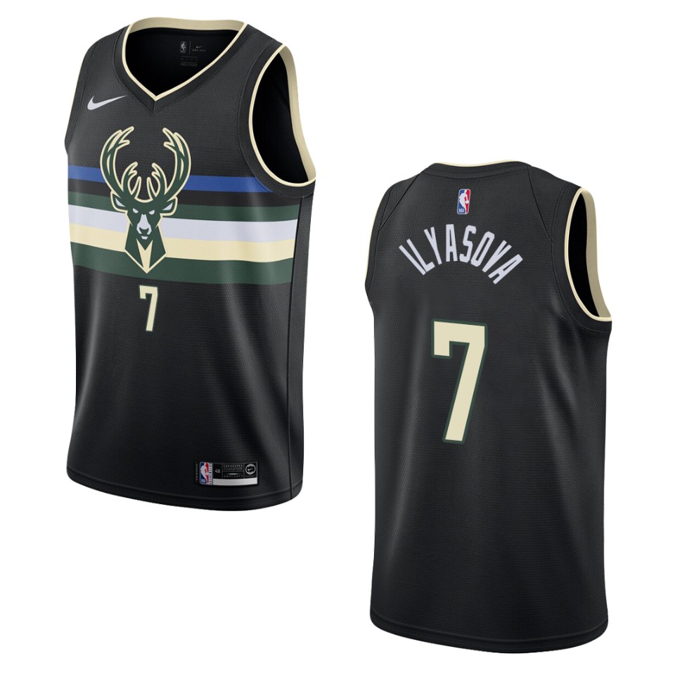 Men's Milwaukee Bucks #7 Ersan Ilyasova Statement Swingman Basketball Jersey - Black