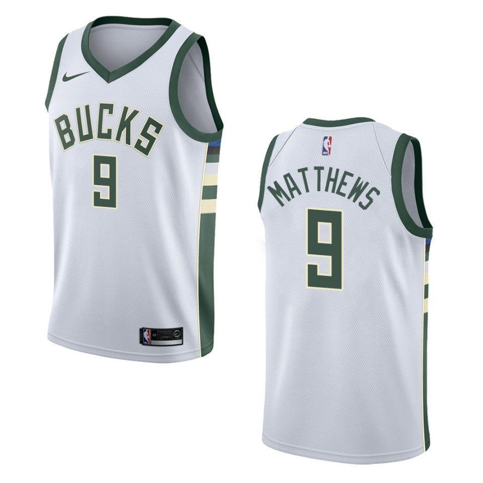 Men's Milwaukee Bucks 9 Wesley Matthews Association Swingman Basketball Jersey - White - JS817 