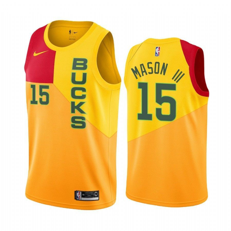 Men's Milwaukee Bucks Frank Mason Iii 15 City Men's Basketball Jersey - JS527 