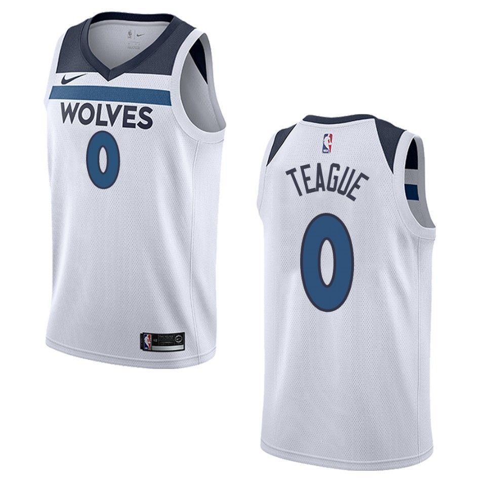 Men's Minnesota Timberwolves 0 Jeff Teague Association Swingman Basketball Jersey - White - JS986 