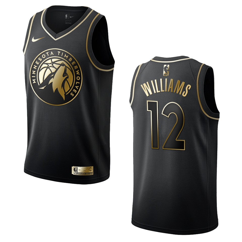 Men’s Minnesota Timberwolves #12 C.j. Williams Golden Edition Basketball Jersey – Black