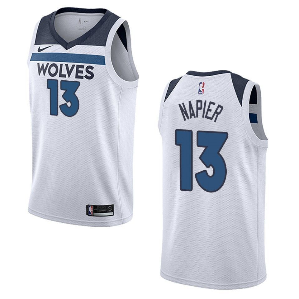 Men's Minnesota Timberwolves 13 Shabazz Napier Association Swingman Basketball Jersey - White - JS727 