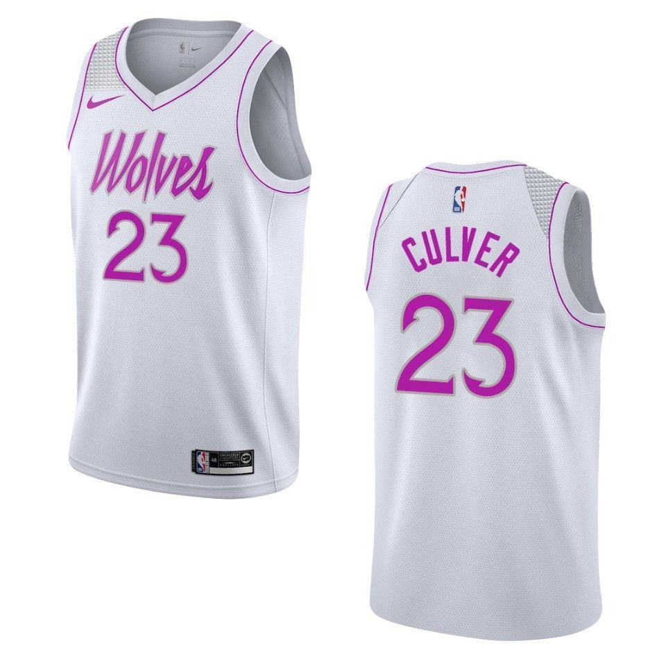 Men's Minnesota Timberwolves 23 Jarrett Culver Earned Swingman Basketball Jersey - White - JS138 