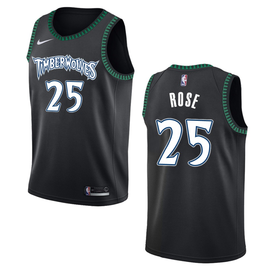 Men's Minnesota Timberwolves #25 Derrick Rose Classic Swingman Basketball Jersey - Black