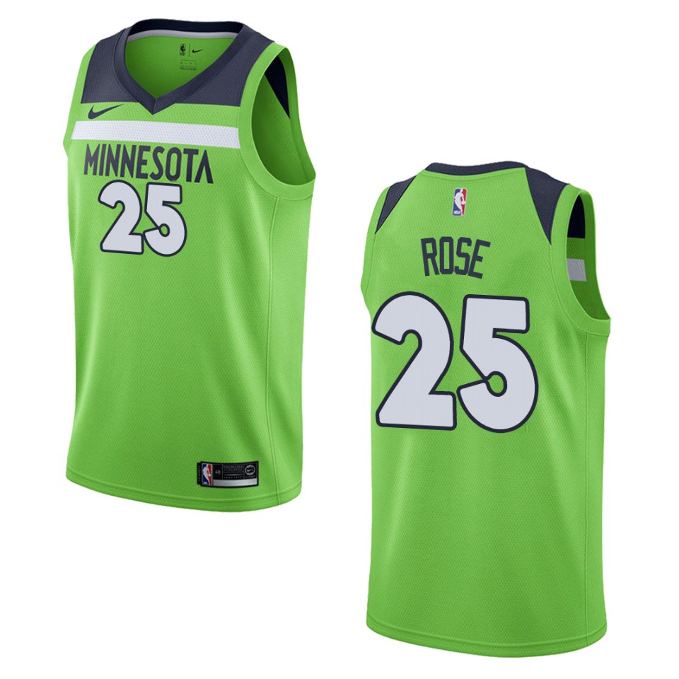 Men's Minnesota Timberwolves #25 Derrick Rose Statement Swingman Basketball Jersey - Green
