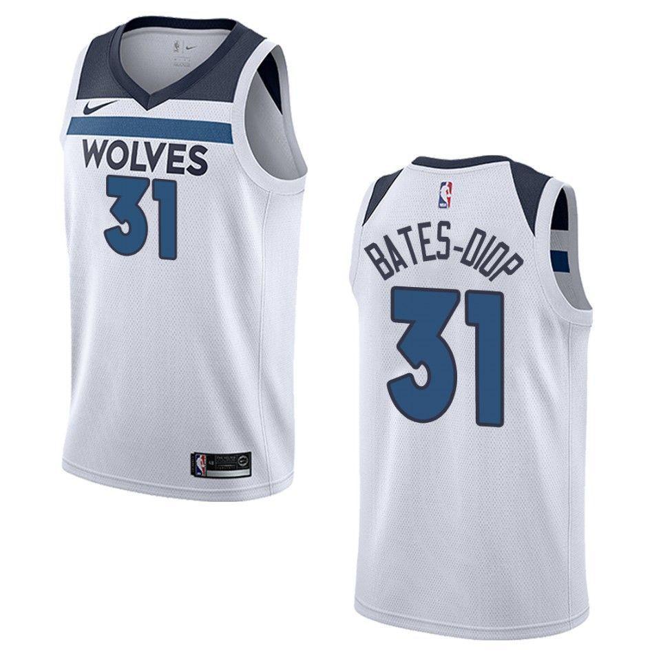 Men's Minnesota Timberwolves 31 Keita Bates-diop Association Swingman Basketball Jersey - White - JS605 