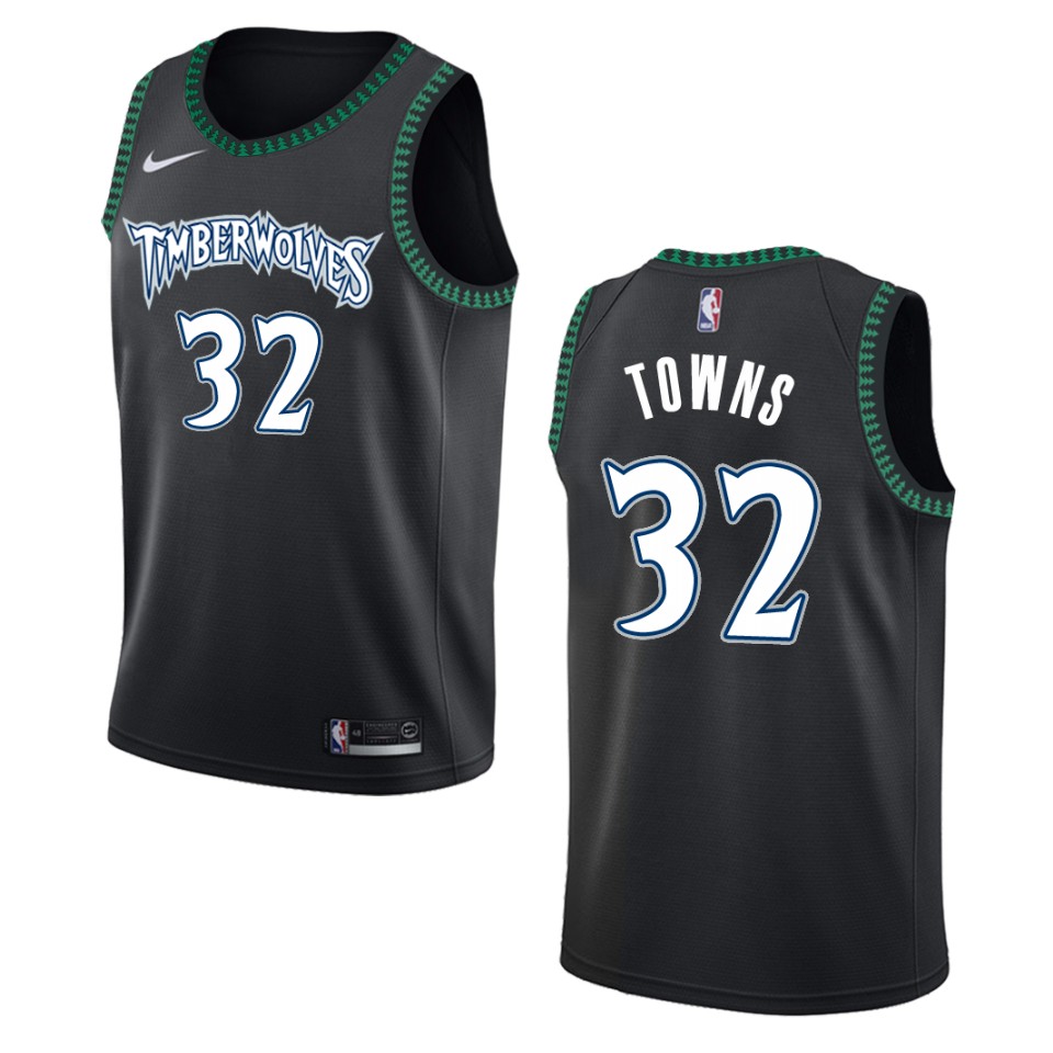 Men's Minnesota Timberwolves #32 Karl-anthony Towns Classic Swingman Basketball Jersey - Black