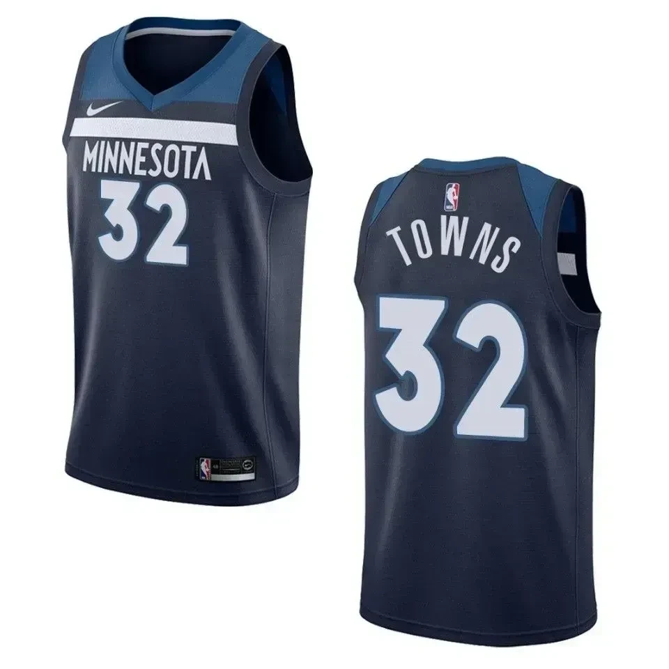 Men's Minnesota Timberwolves 32 Karl-anthony Towns Icon Swingman Basketball Jersey - Navy - JS227 