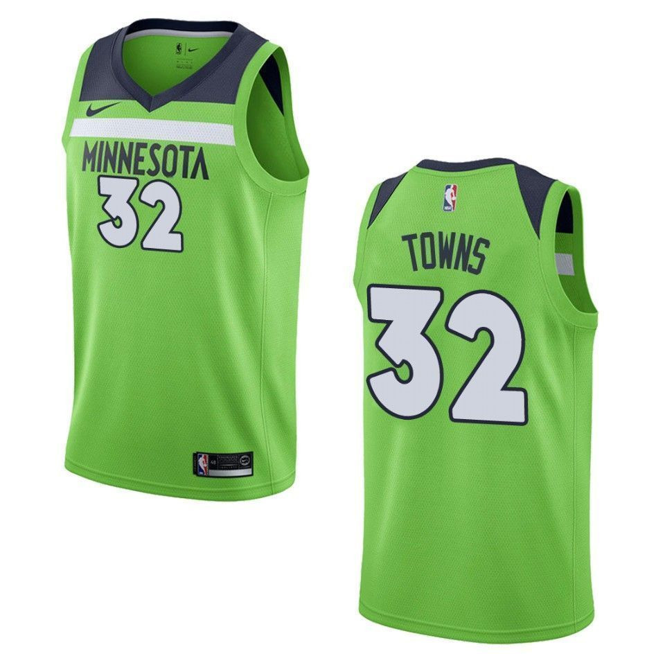 Men's Minnesota Timberwolves 32 Karl-anthony Towns Statement Swingman Basketball Jersey - Green - JS769 
