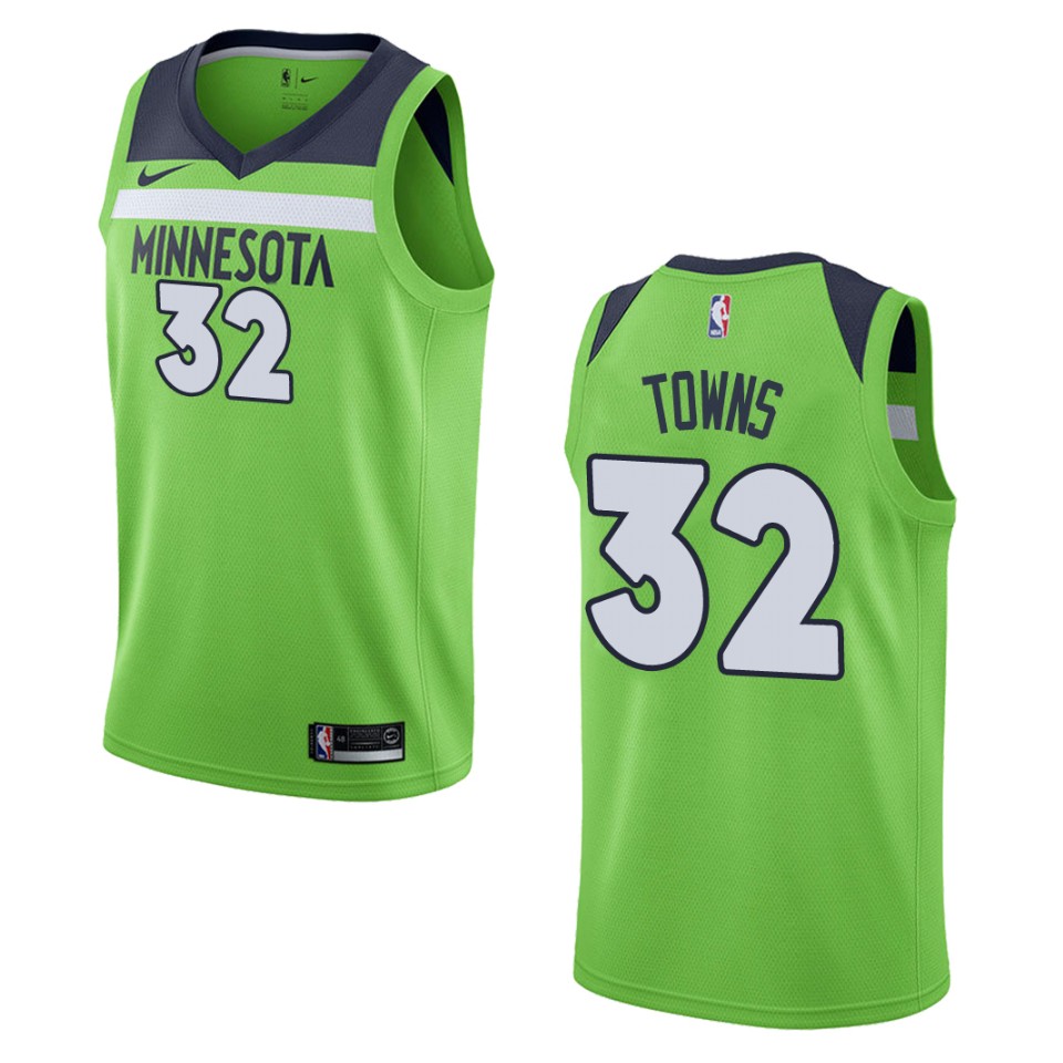 Men's Minnesota Timberwolves #32 Karl-anthony Towns Statement Swingman Basketball Jersey - Green