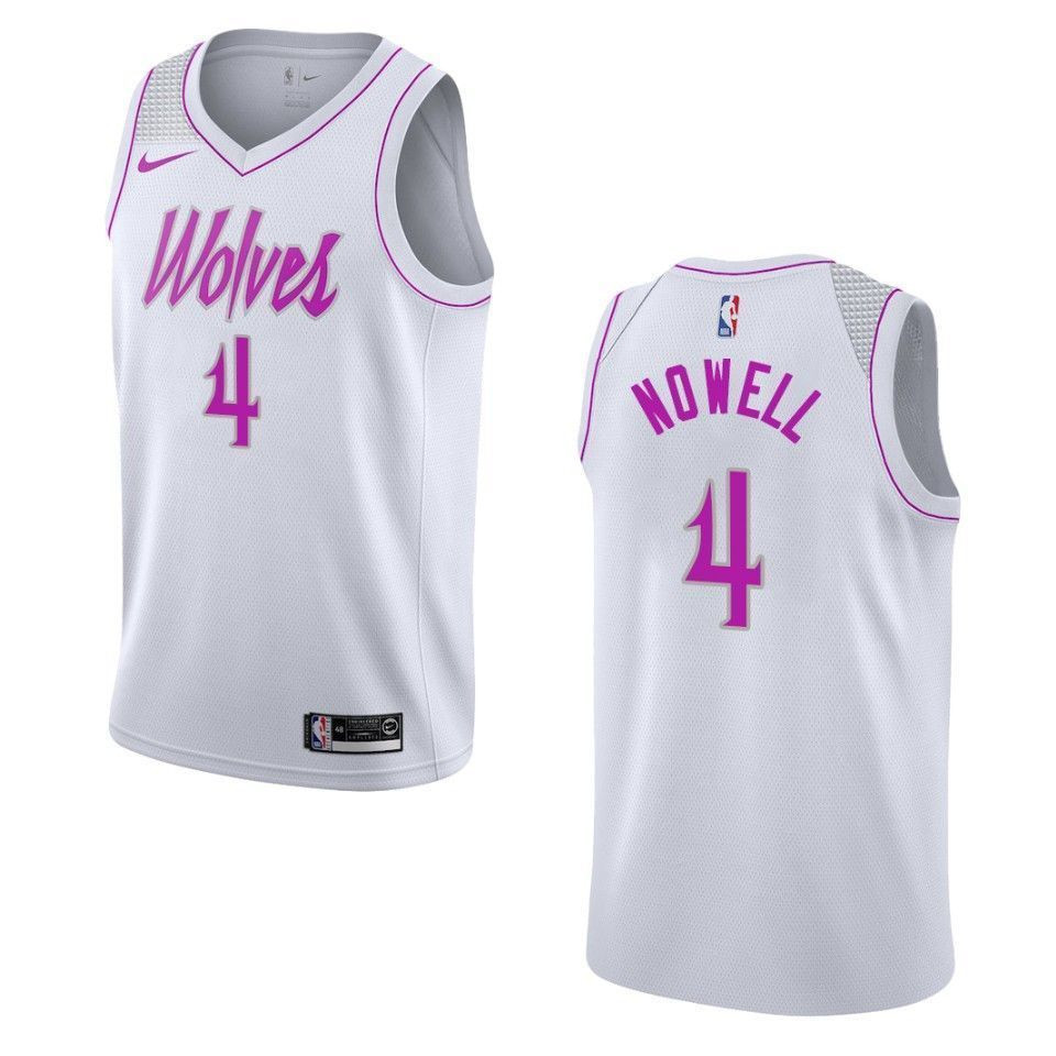 Men's Minnesota Timberwolves 4 Jaylen Nowell Earned Swingman Basketball Jersey - White - JS934 