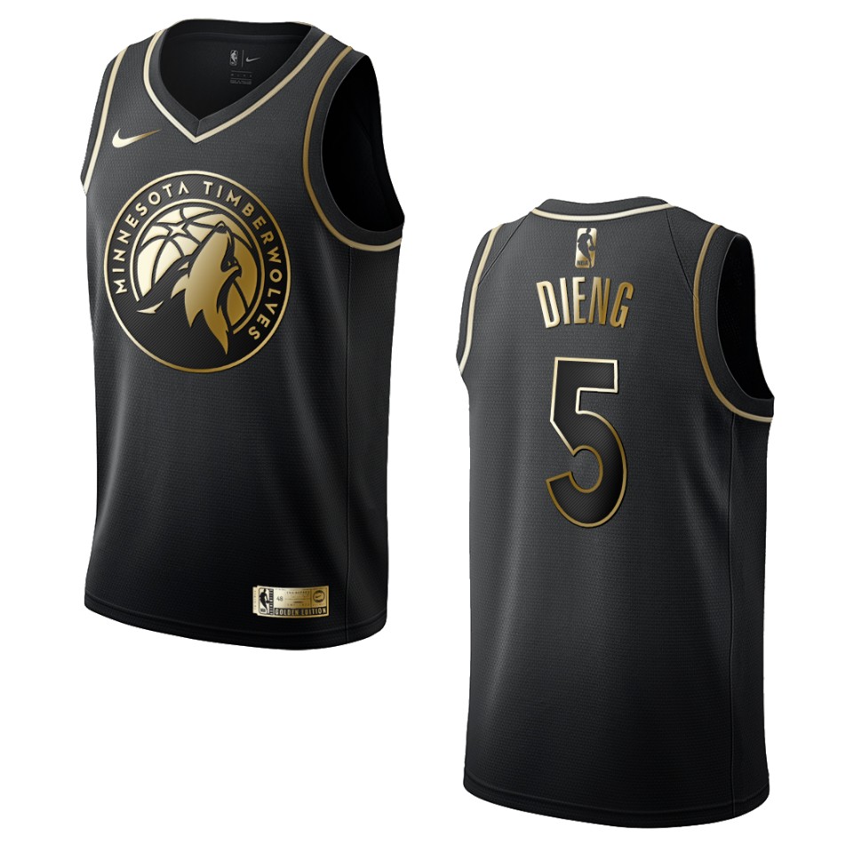 Men’s Minnesota Timberwolves #5 Gorgui Dieng Golden Edition Basketball Jersey – Black