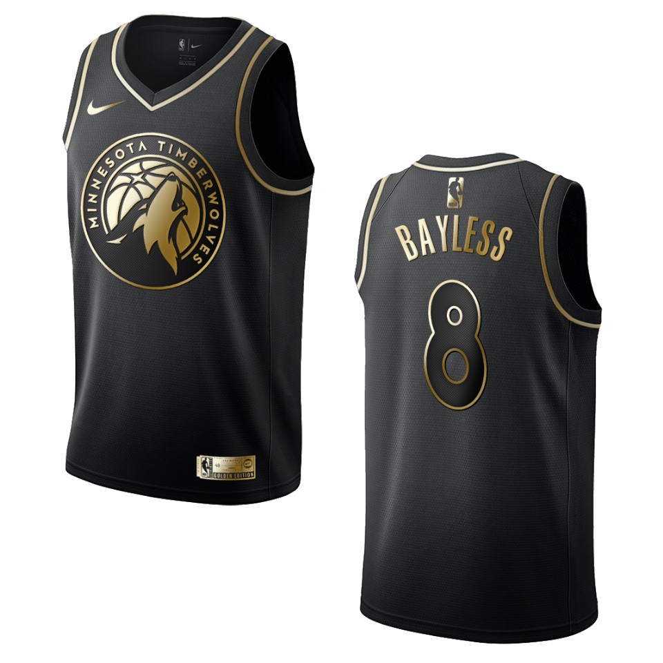Men’s Minnesota Timberwolves #8 Jerryd Bayless Golden Edition Basketball Jersey – Black