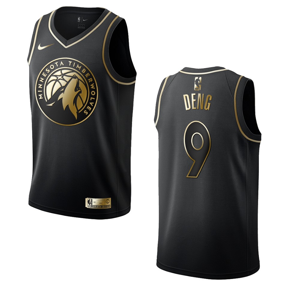 Men’s Minnesota Timberwolves #9 Luol Deng Golden Edition Basketball Jersey – Black