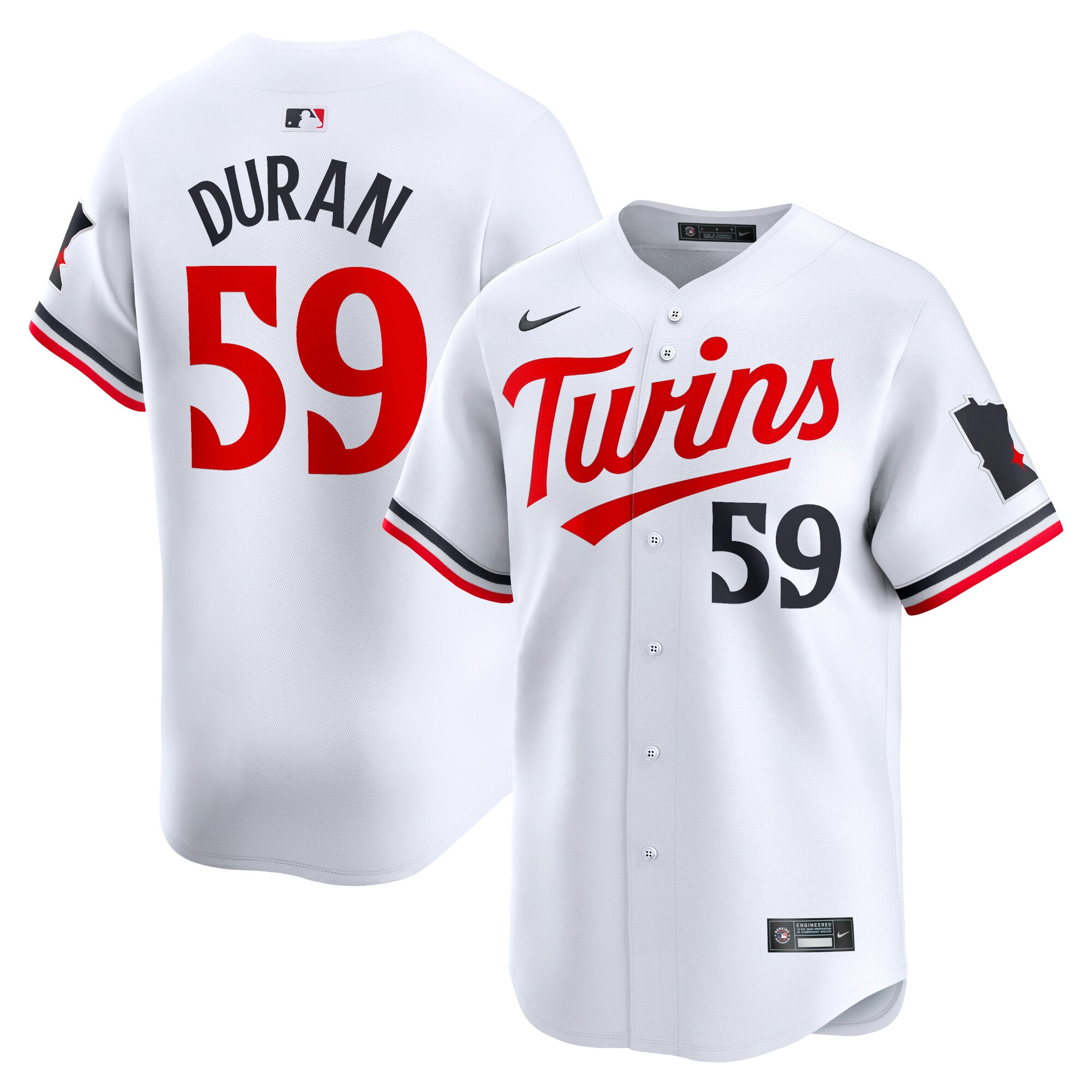 Men's Minnesota Twins Jhoan Duran White Home Limited Player Baseball Jersey 
