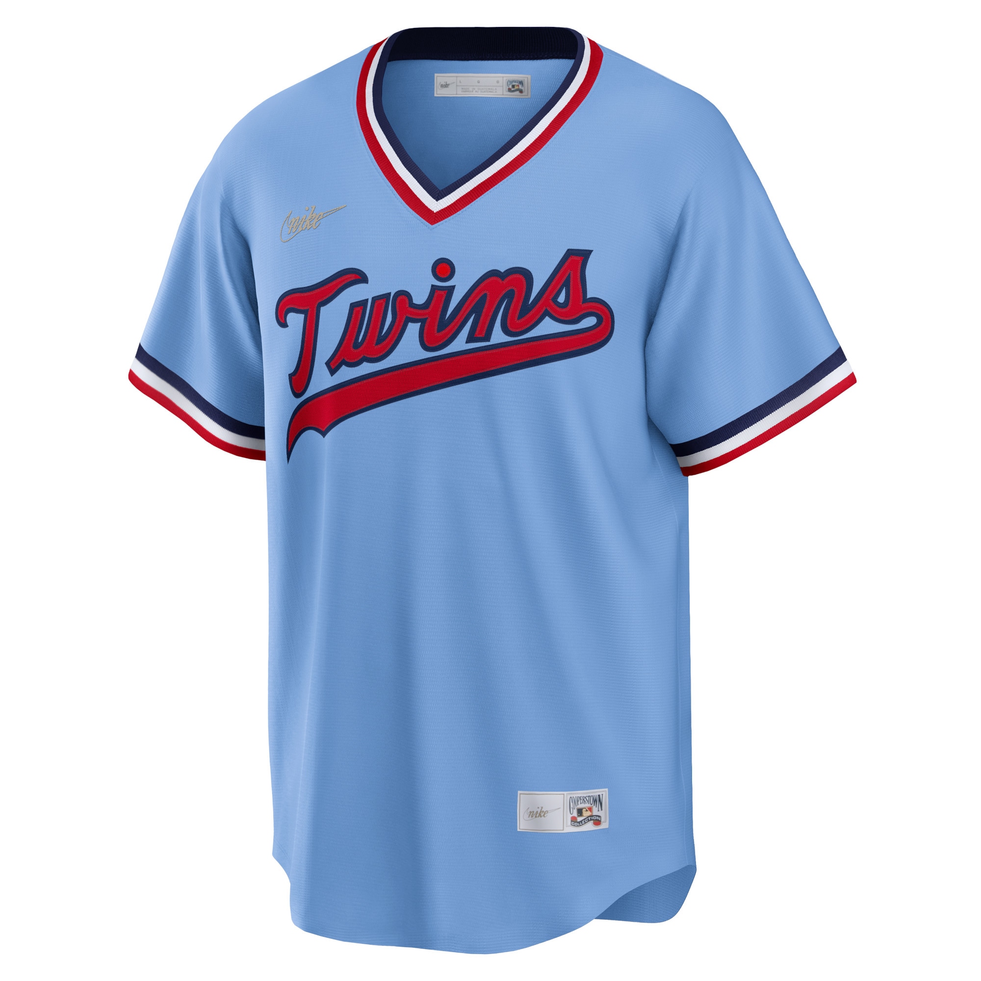 Alternative view of Men's Minnesota Twins Light Blue Road Cooperstown Collection Team Baseball Jersey 