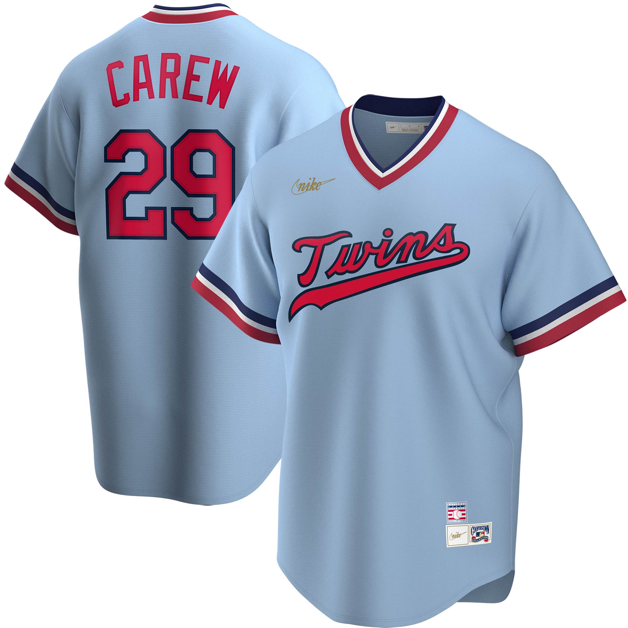 Men's Minnesota Twins Rod Carew Light Blue Road Cooperstown Collection Player Baseball Jersey 