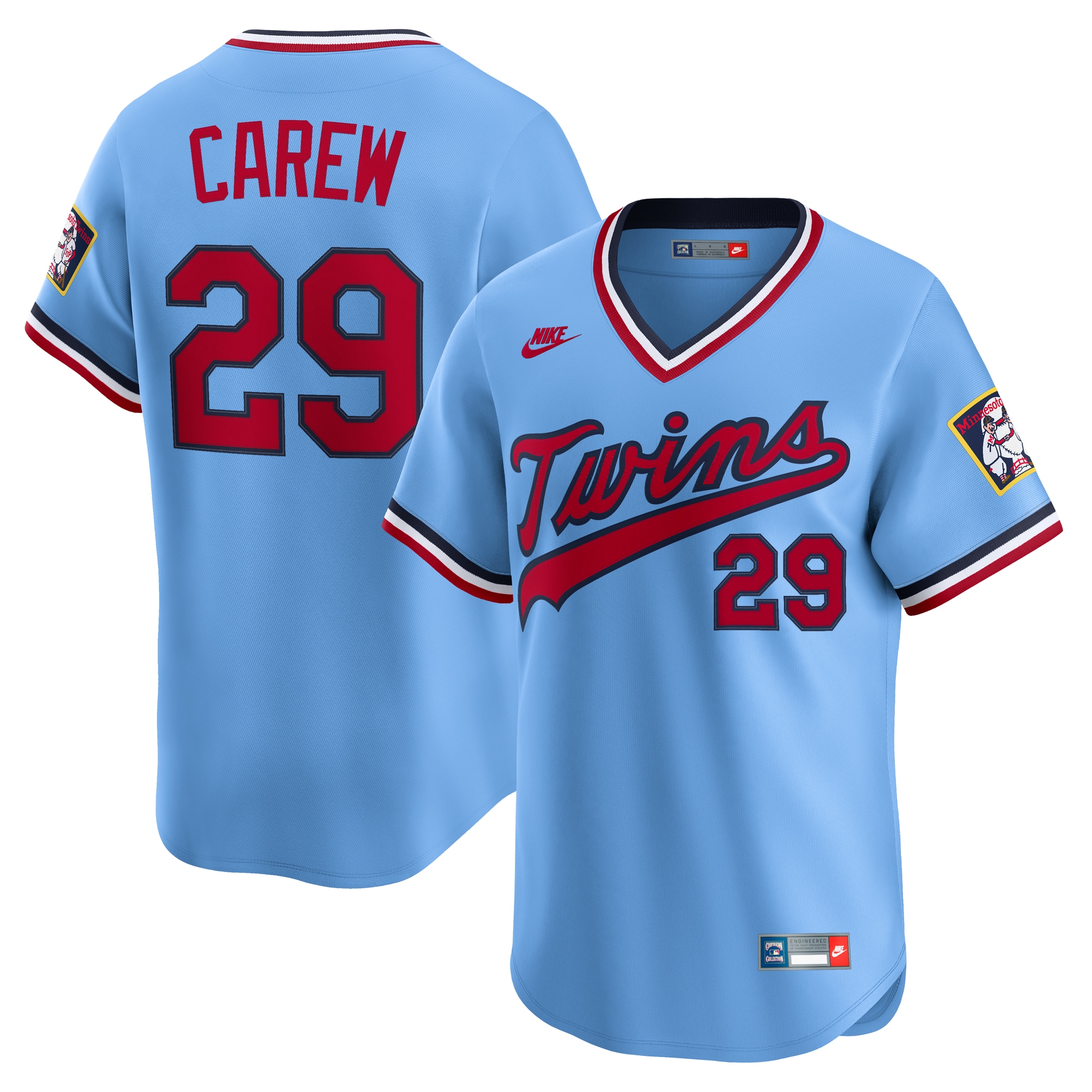 Men's Minnesota Twins Rod Carew Light Blue Throwback Cooperstown Collection Limited Baseball Jersey 