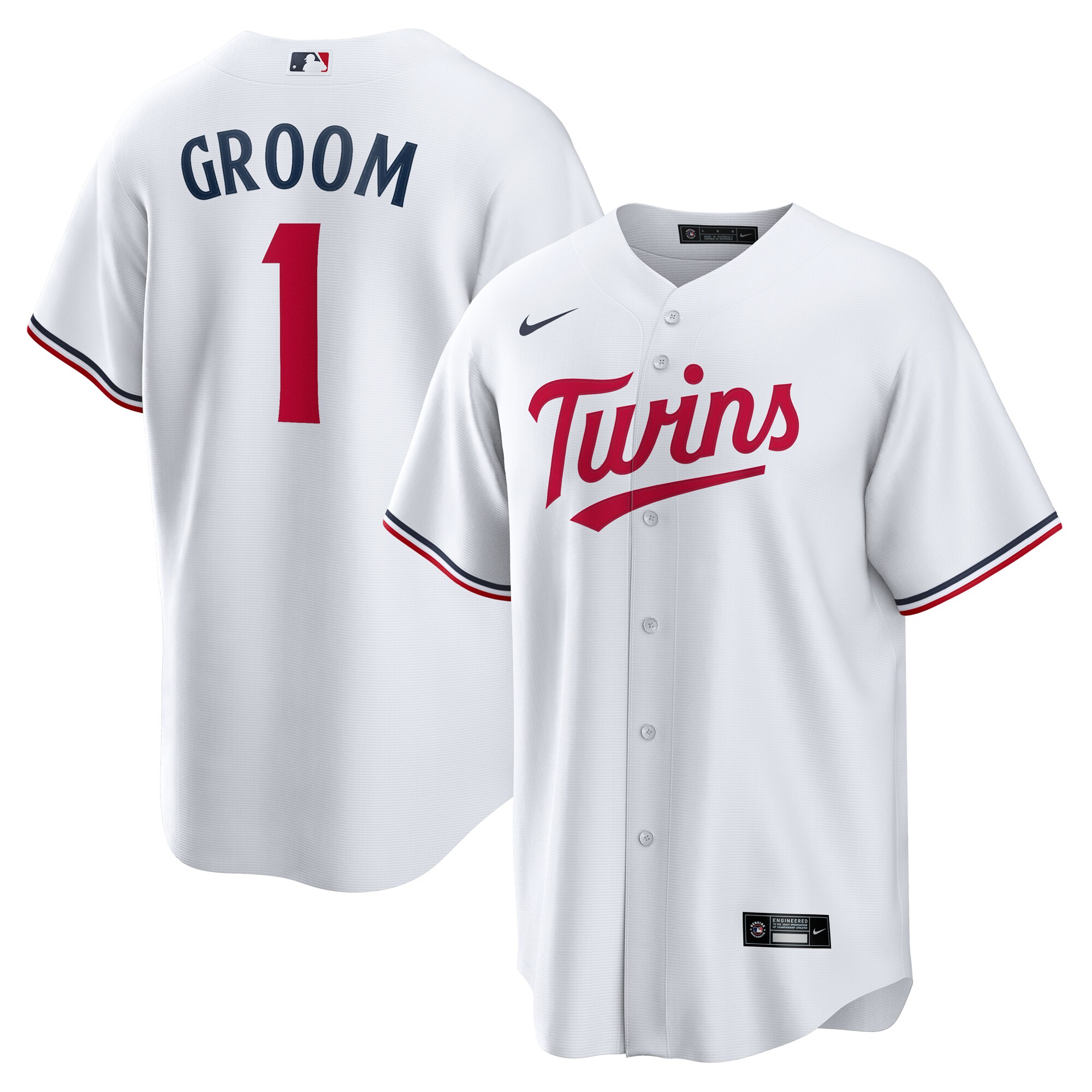 Men's Minnesota Twins White #1 Groom Home Baseball Jersey 