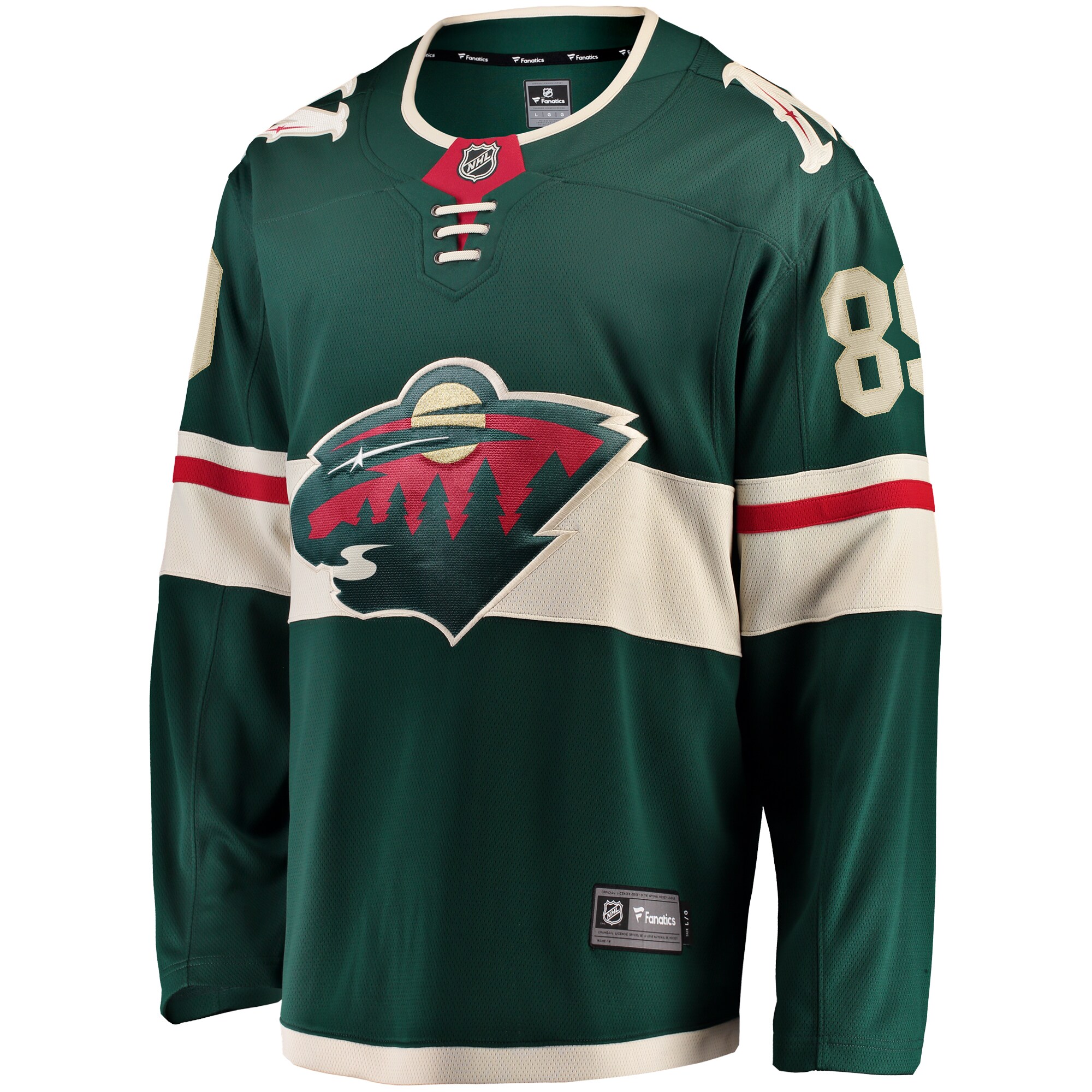 Alternative view of Men's Minnesota Wild Frederick Gaudreau Green Home Breakaway Player Hockey Jersey - JS136 