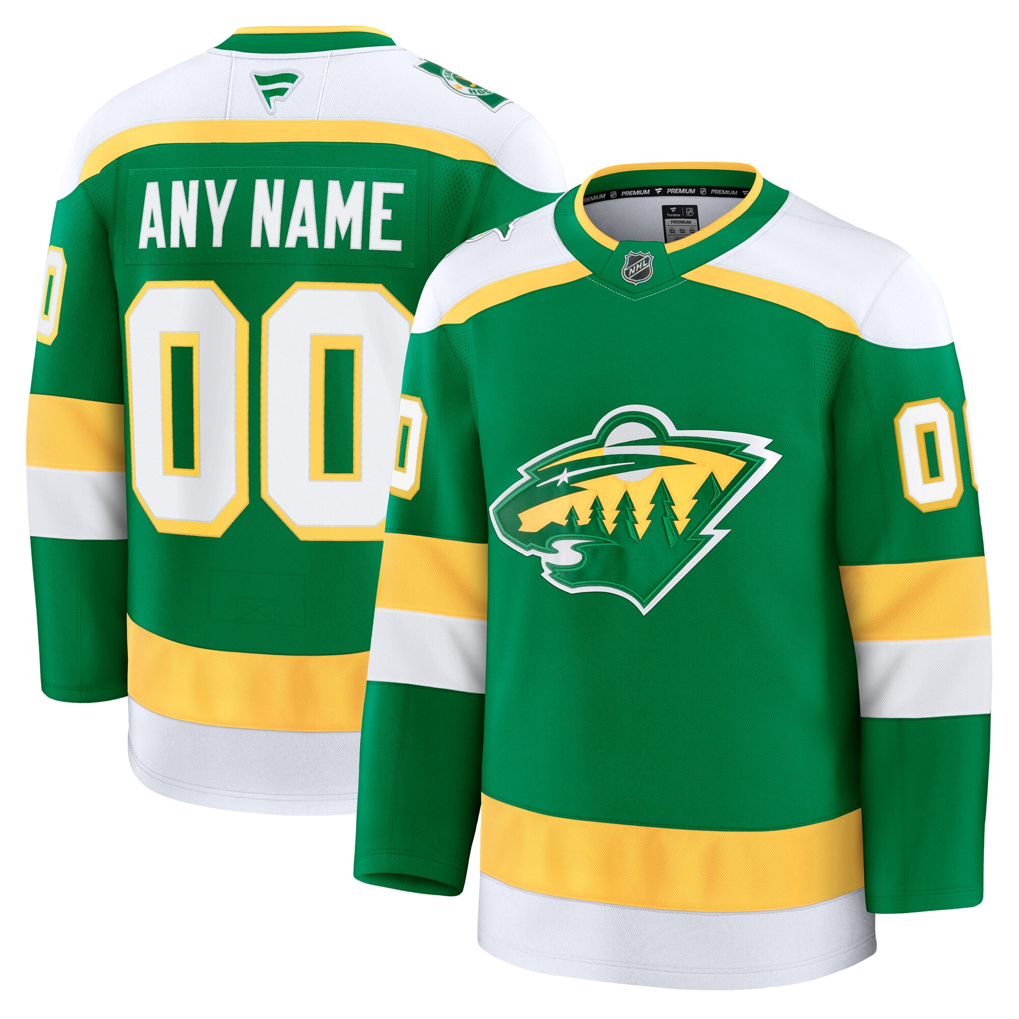 Men's Minnesota Wild Green Alternate Premium Custom Hockey Jersey - JS802 