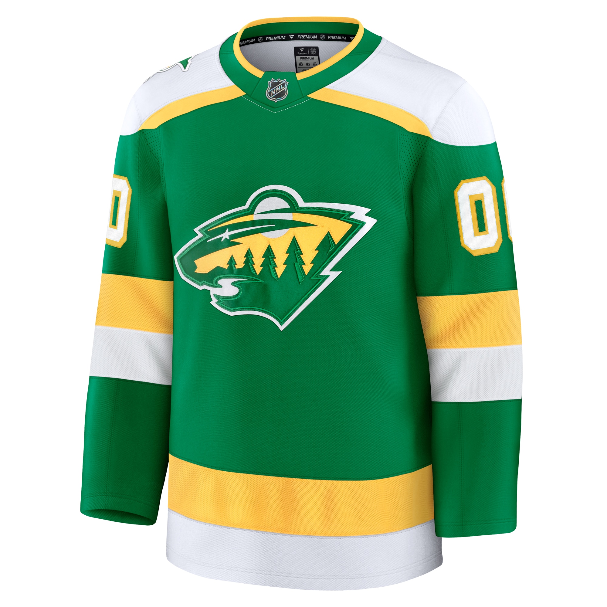 Alternative view of Men's Minnesota Wild Green Alternate Premium Custom Hockey Jersey - JS802 