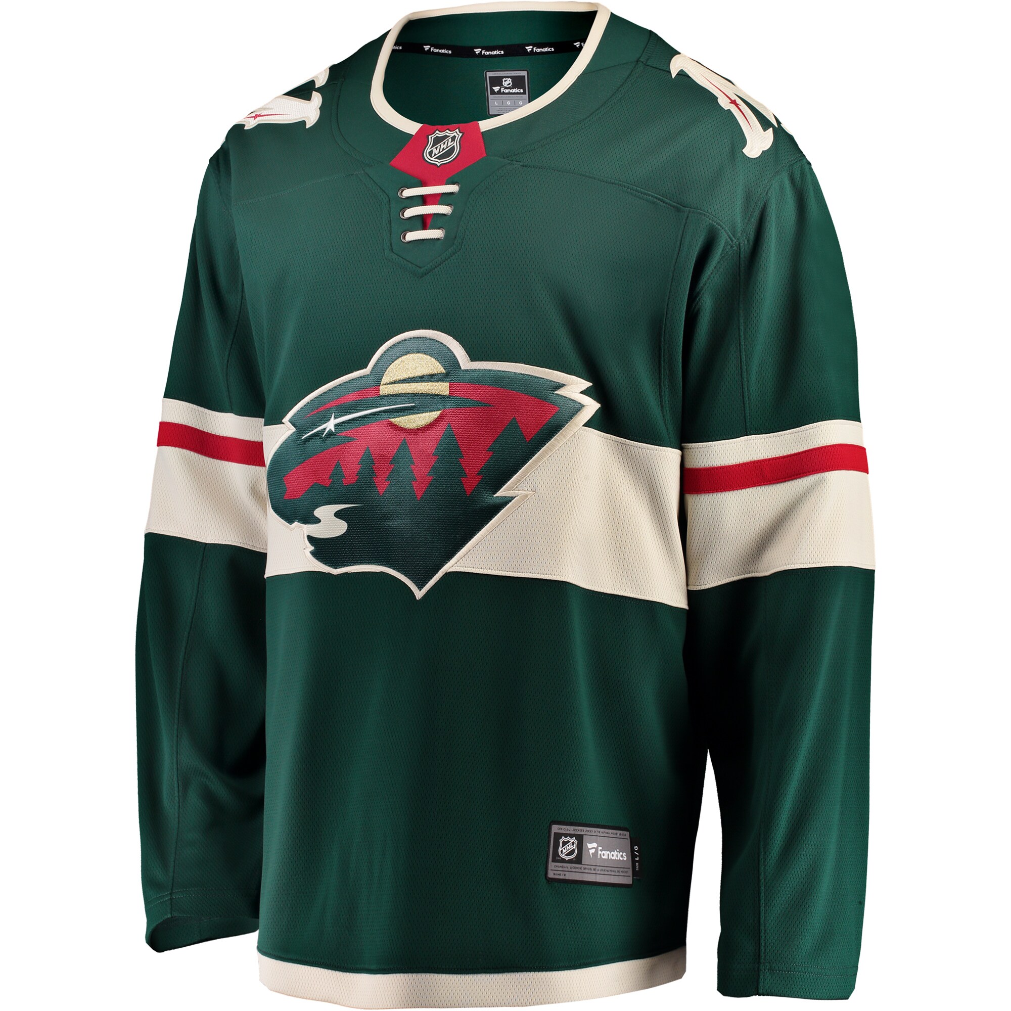Alternative view of Men's Minnesota Wild Green Breakaway Home Hockey Jersey - JS375 