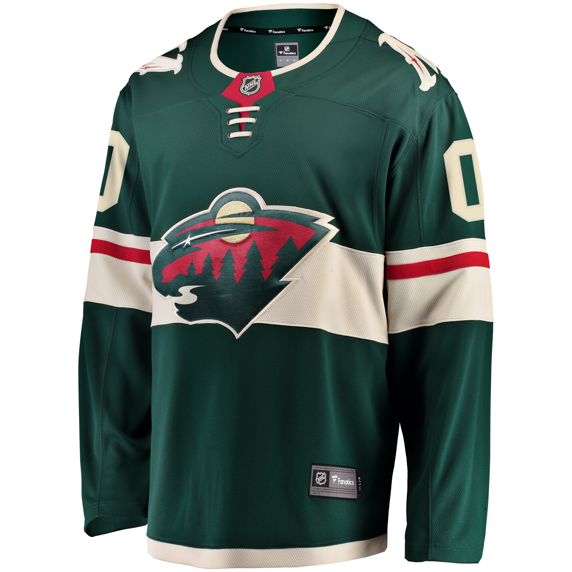 Alternative view of Men's Minnesota Wild Green Home Breakaway Custom Hockey Jersey - JS192 