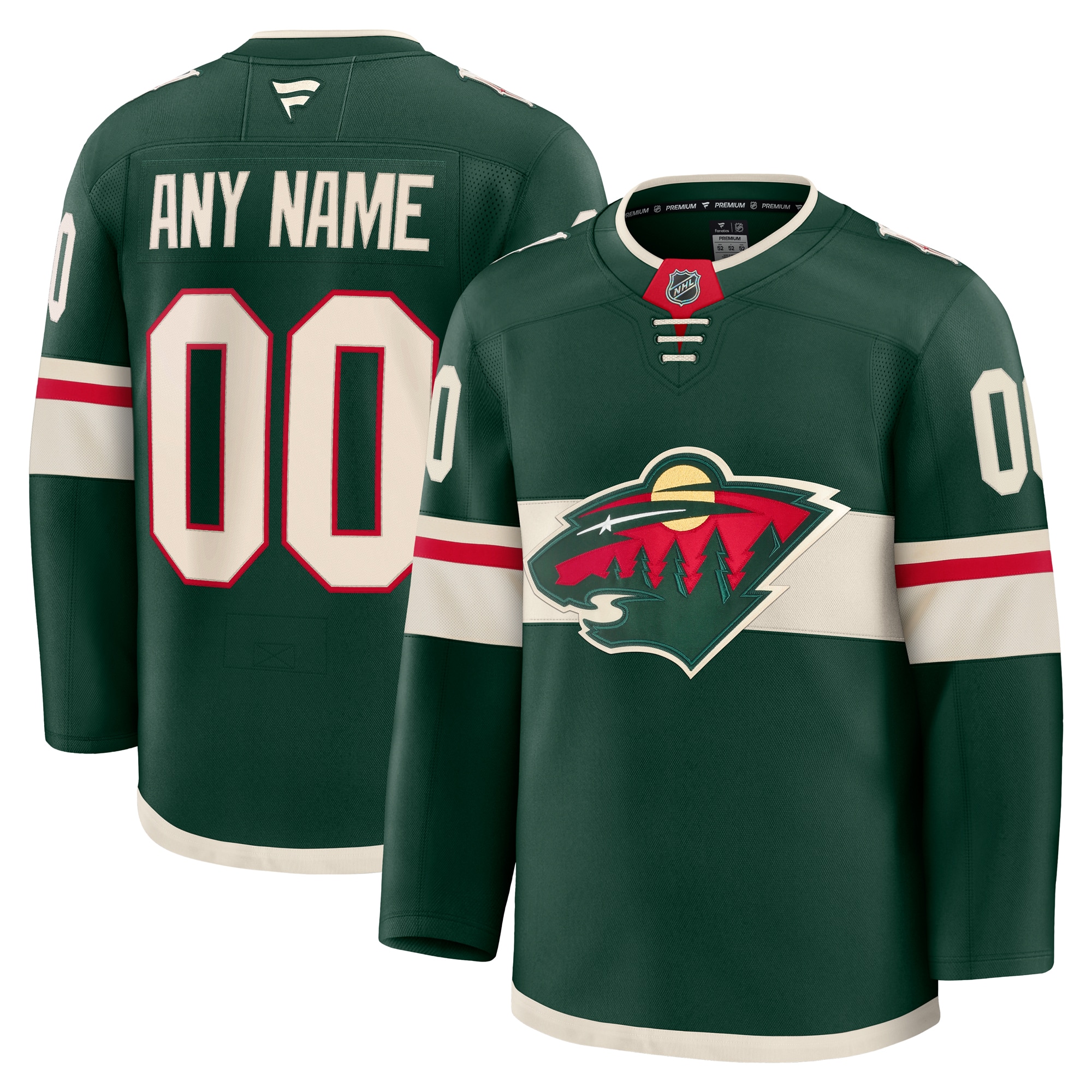 Men's Minnesota Wild Green Home Premium Custom Hockey Jersey - JS907 