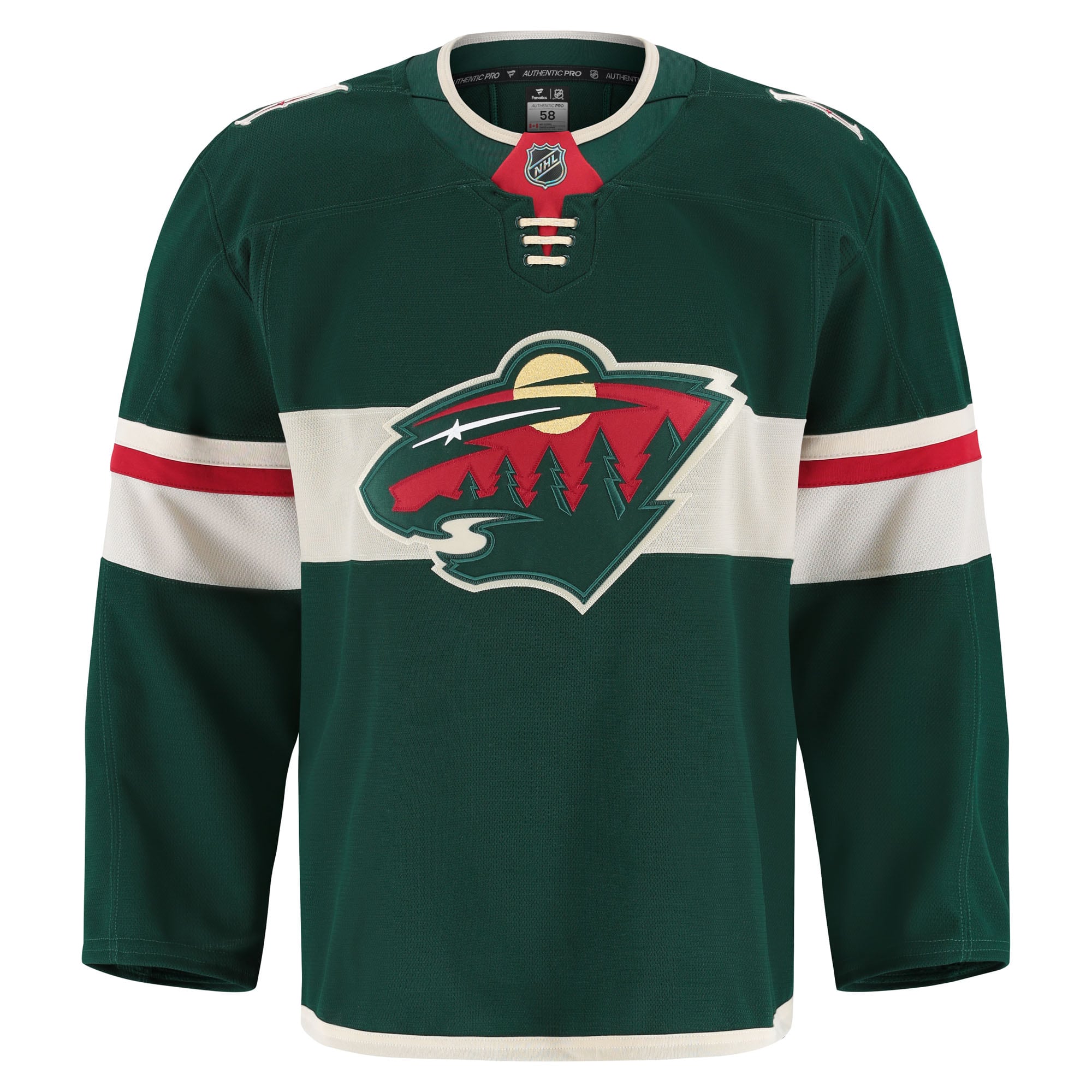 Alternative view of Men's Minnesota Wild Green Home Pro Hockey Jersey - JS998 