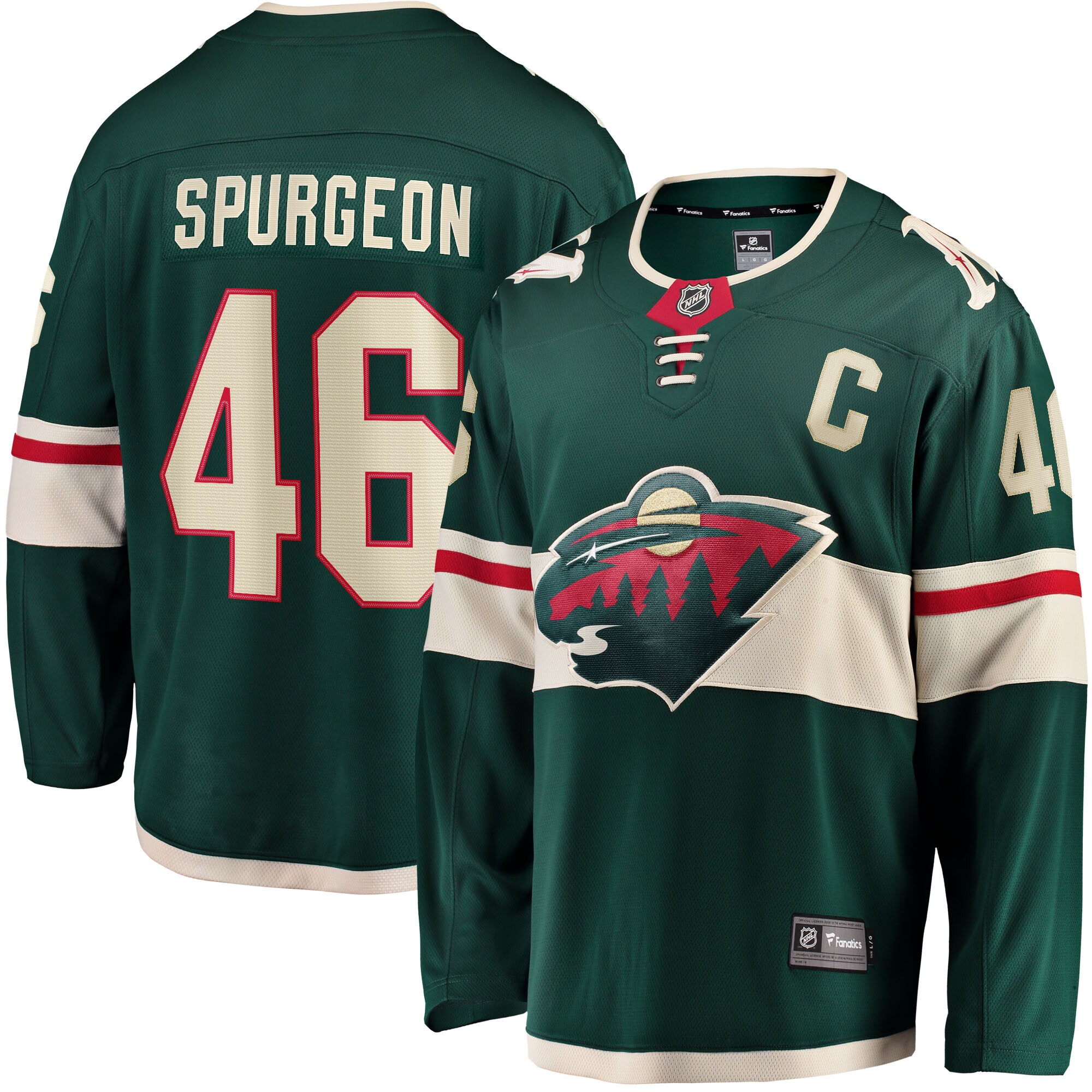 Men's Minnesota Wild Jared Spurgeon Green Home Breakaway Player Hockey Jersey - JS682 