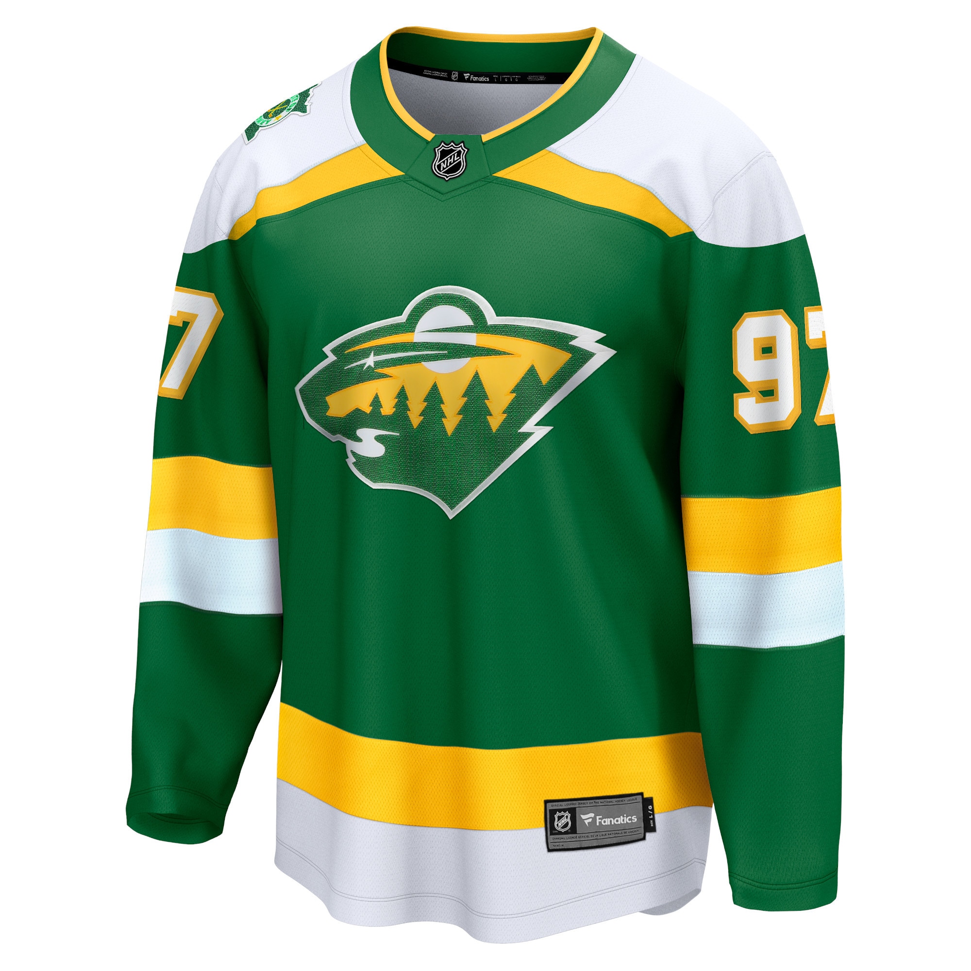 Alternative view of Men's Minnesota Wild Kirill Kaprizov Green Alternate Premier Breakaway Player Hockey Jersey - JS816 