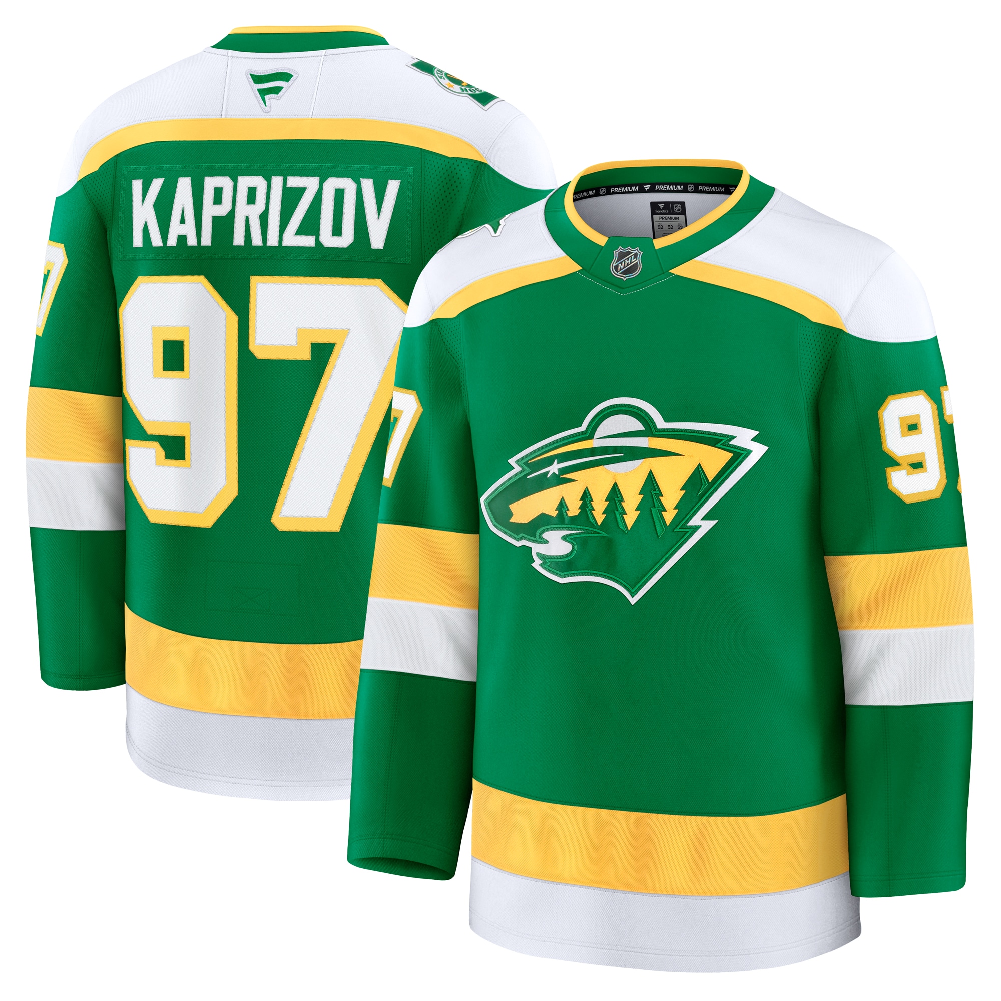 Men's Minnesota Wild Kirill Kaprizov Green Alternate Premium Hockey Jersey - JS402 