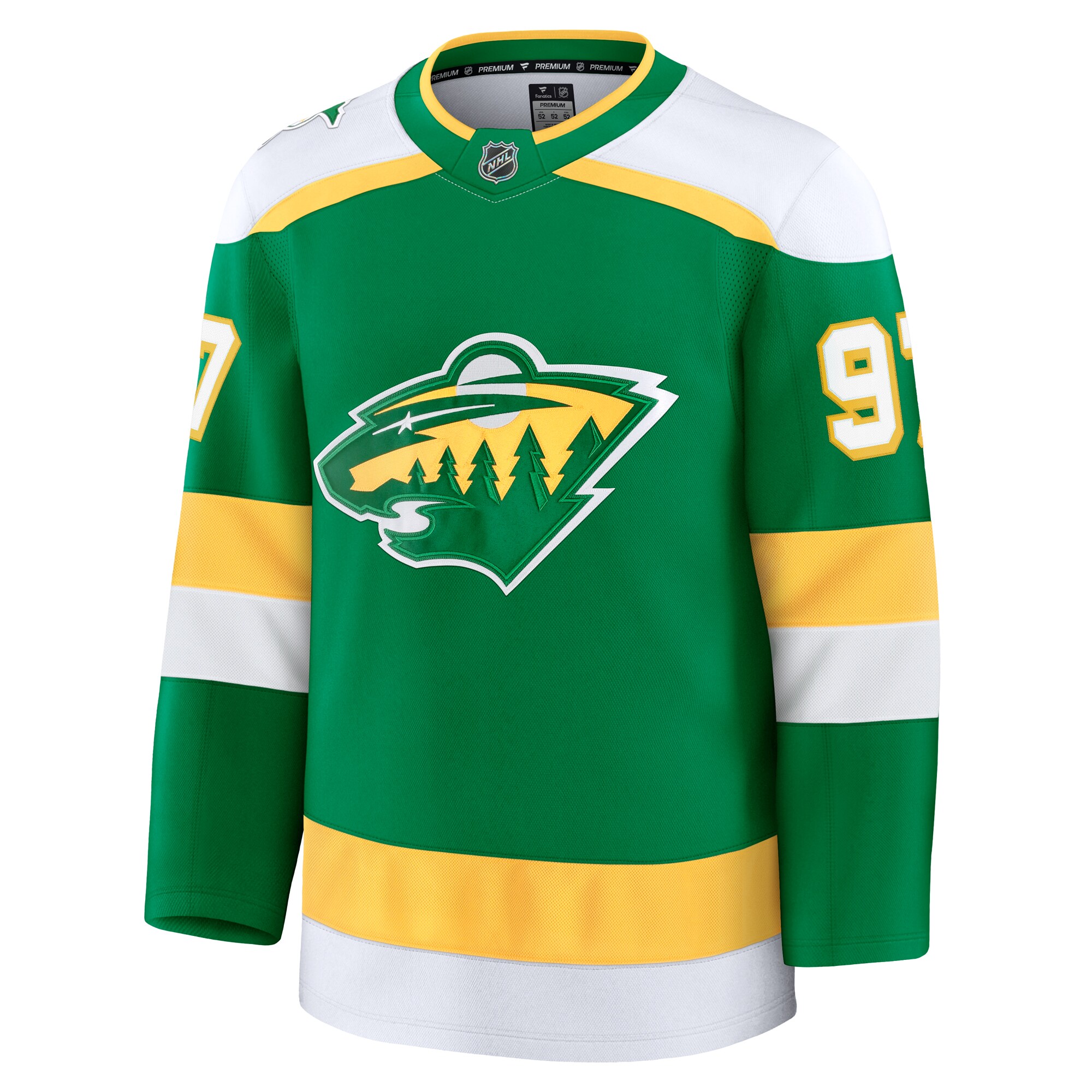 Alternative view of Men's Minnesota Wild Kirill Kaprizov Green Alternate Premium Hockey Jersey - JS402 